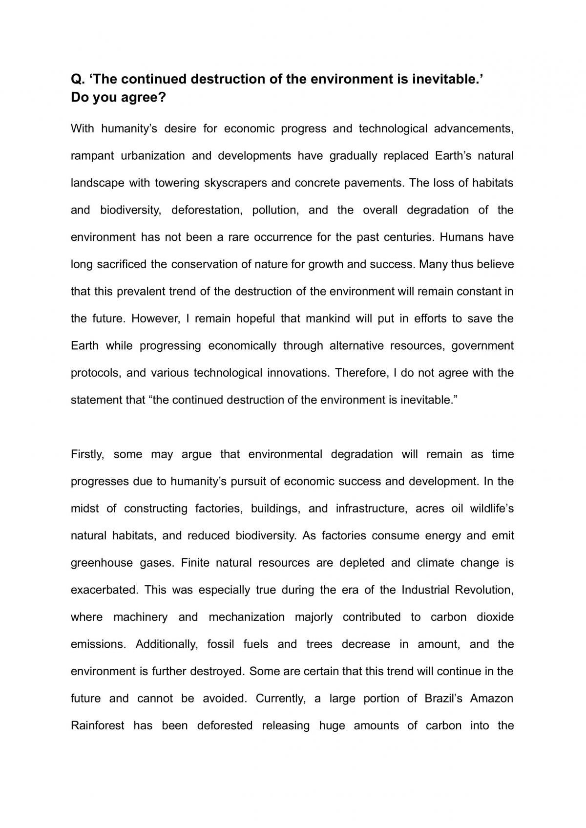 GP Environment Essay - Page 1