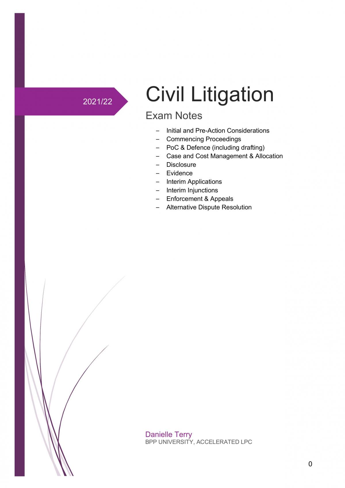 Complete Civil Litigation Exam Notes - Page 1