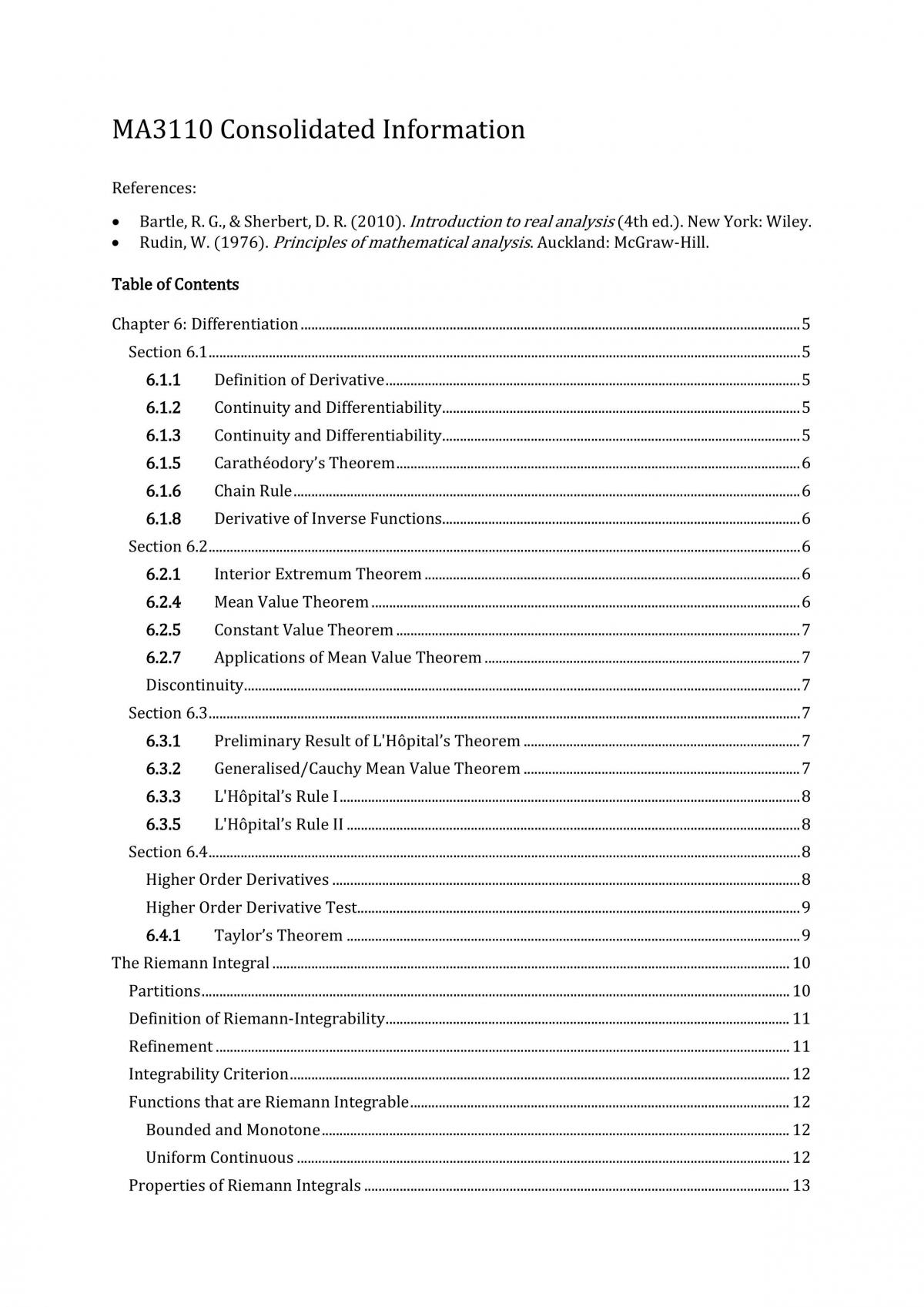 Mathematical Analysis II Summary Notes - Page 1