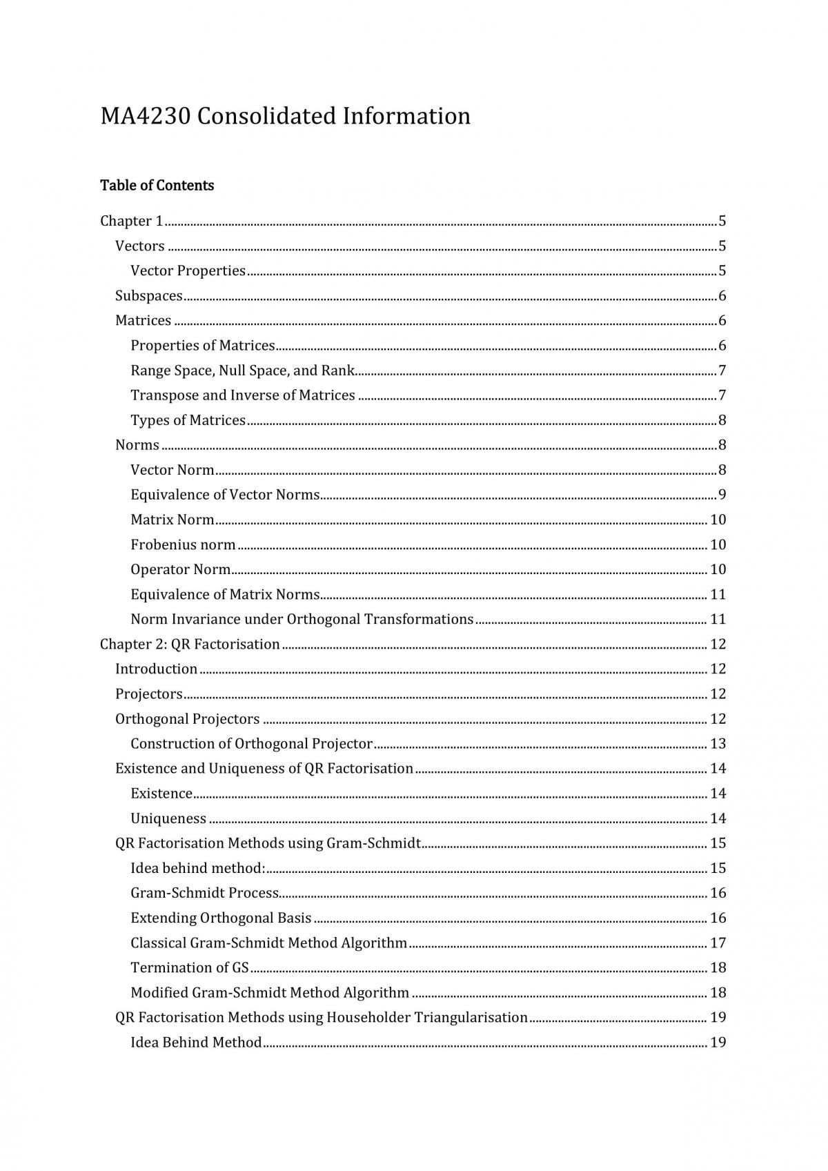MA4230 Summary Notes - Page 1