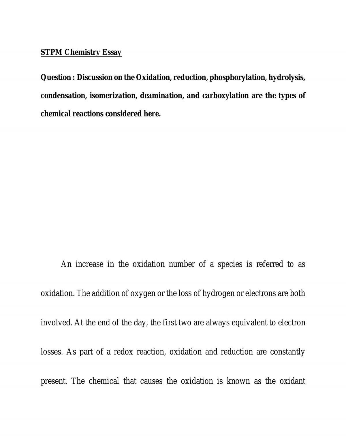 Oxidation, reduction, phosphorylation, hydrolysis, condensation, isomerization, deamination and carboxylation are the types of chemical reactions considered here.  - Page 1