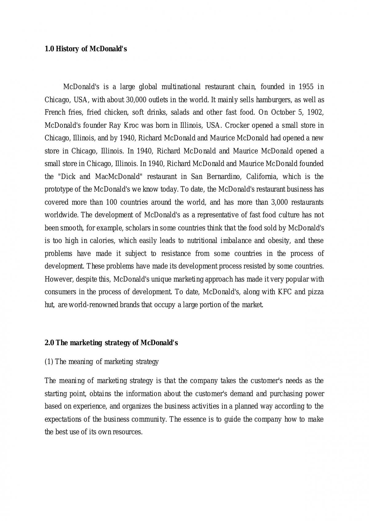 Analysis of MCD's strategy  - Page 1