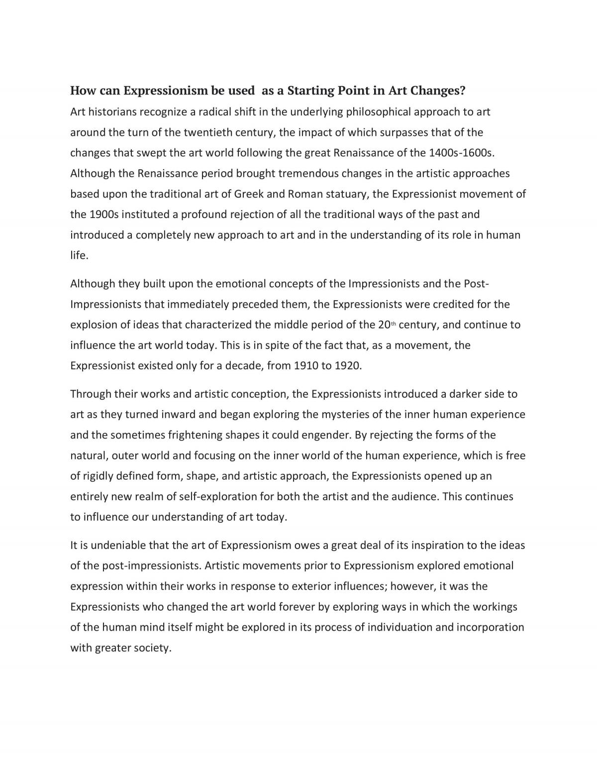  Expressionism as a Starting Point in Art Changes  - Page 1