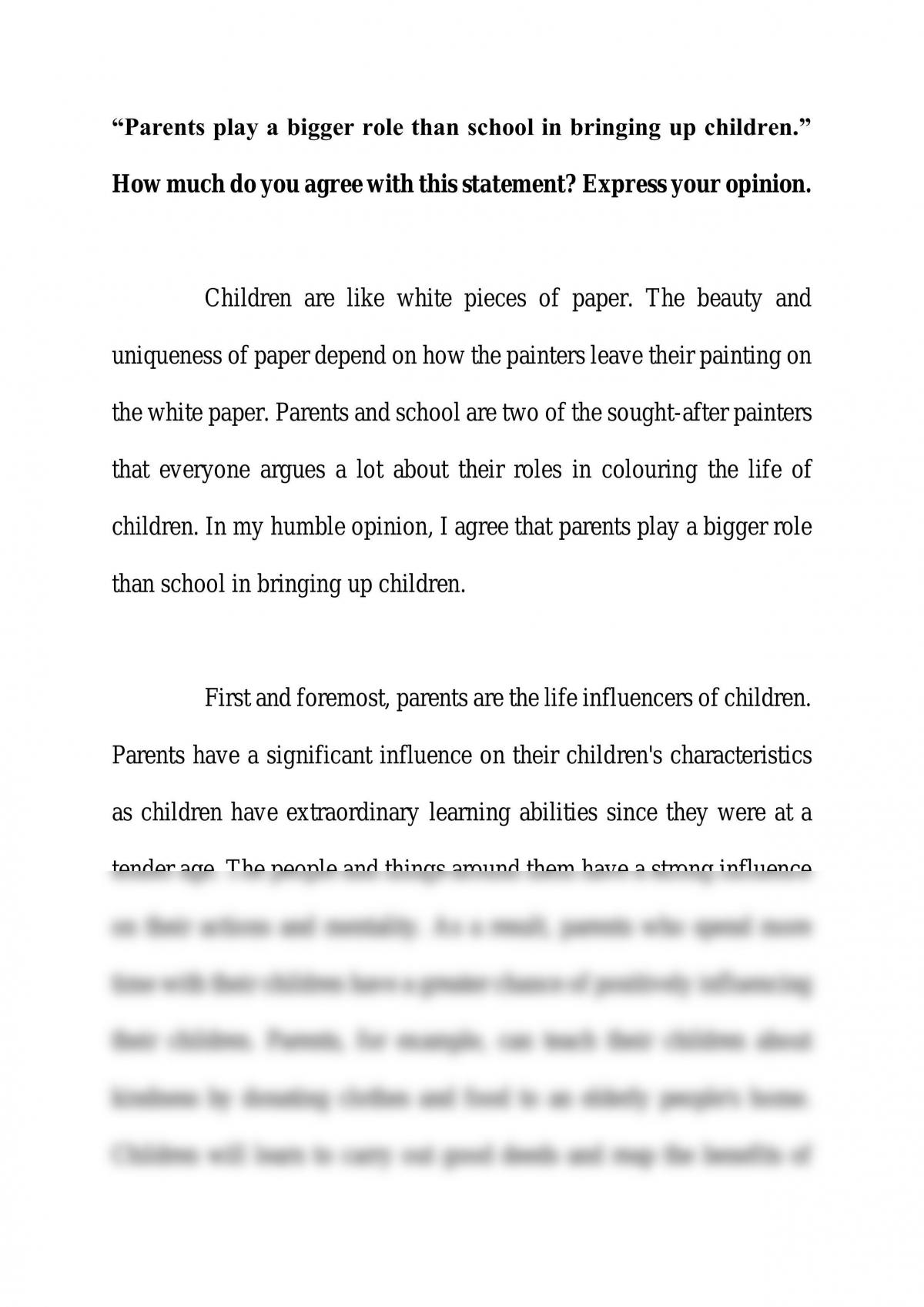 essay about bringing up a child