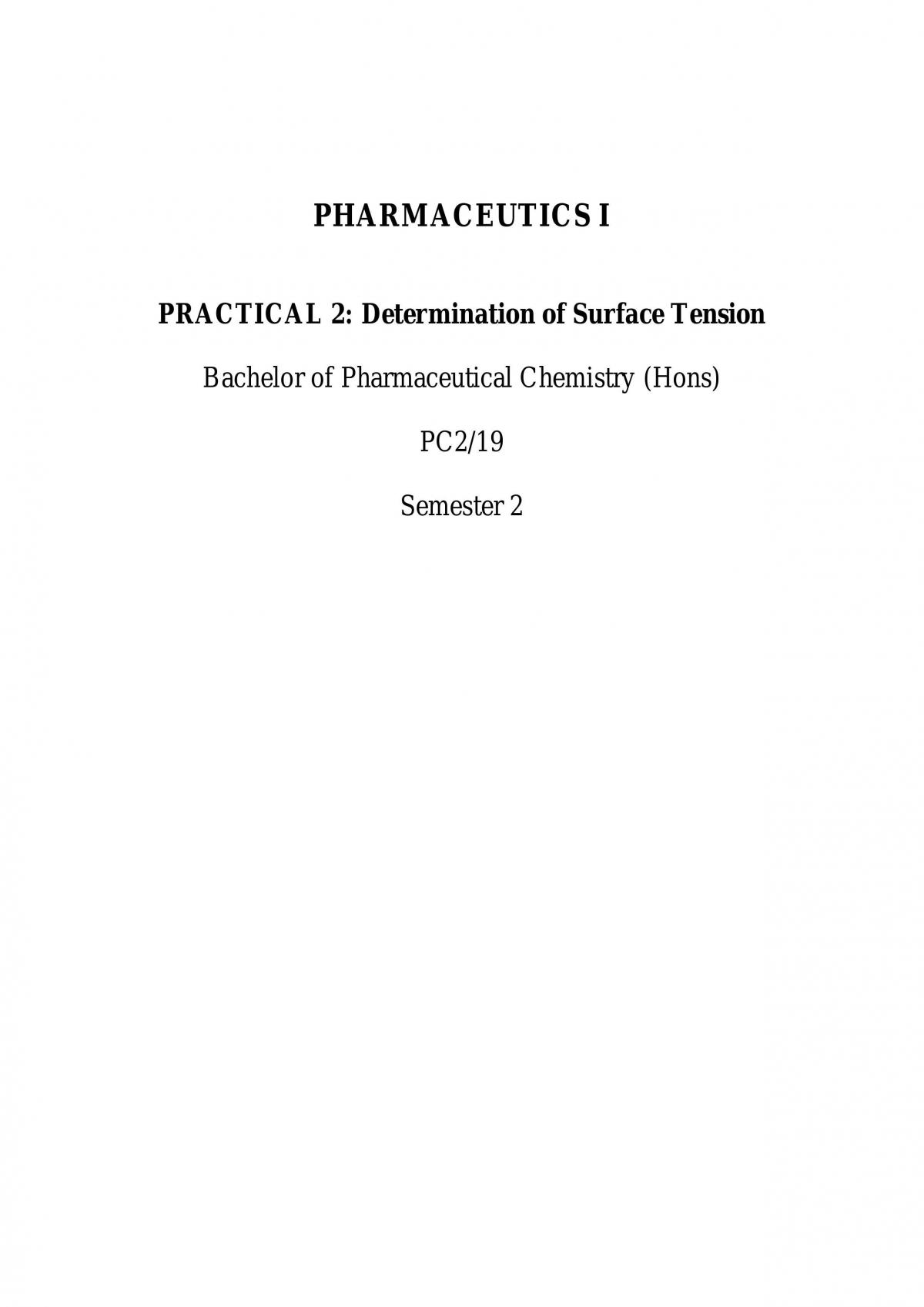 Determination of Surface Tension - Page 1