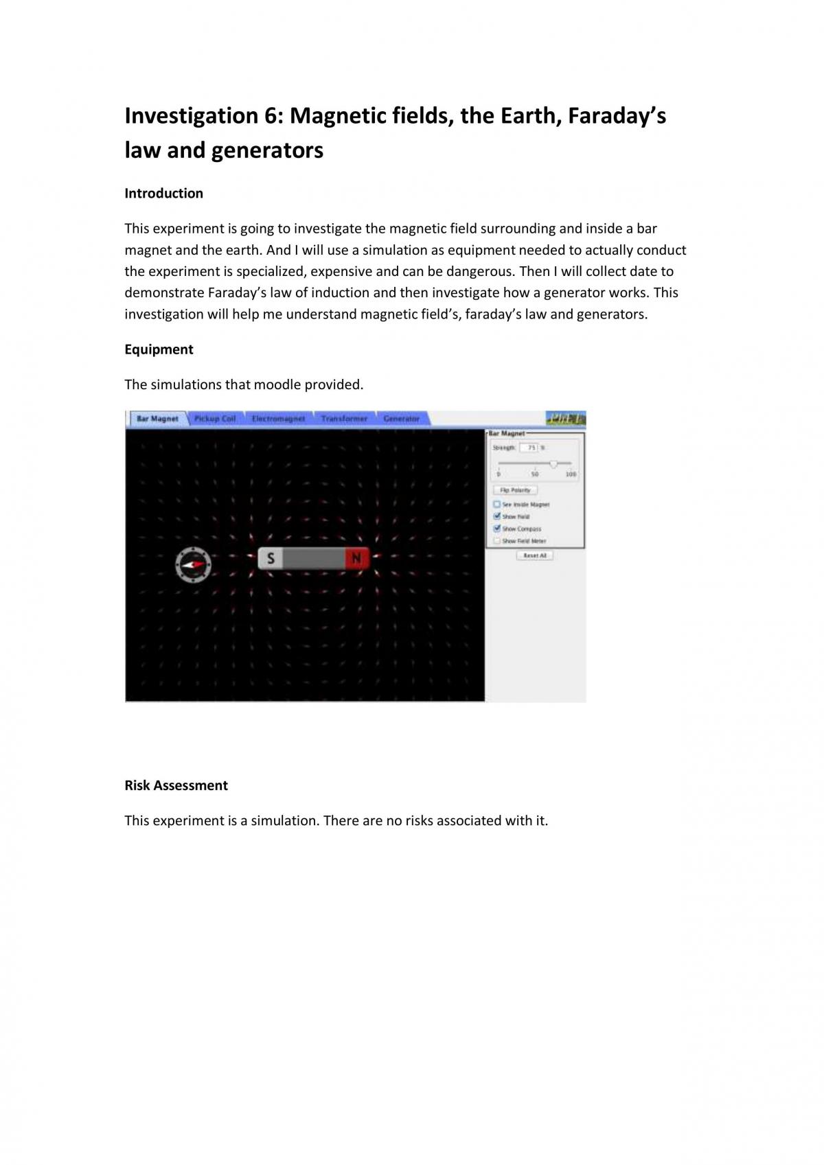 Physics Investigation 6 - Page 1