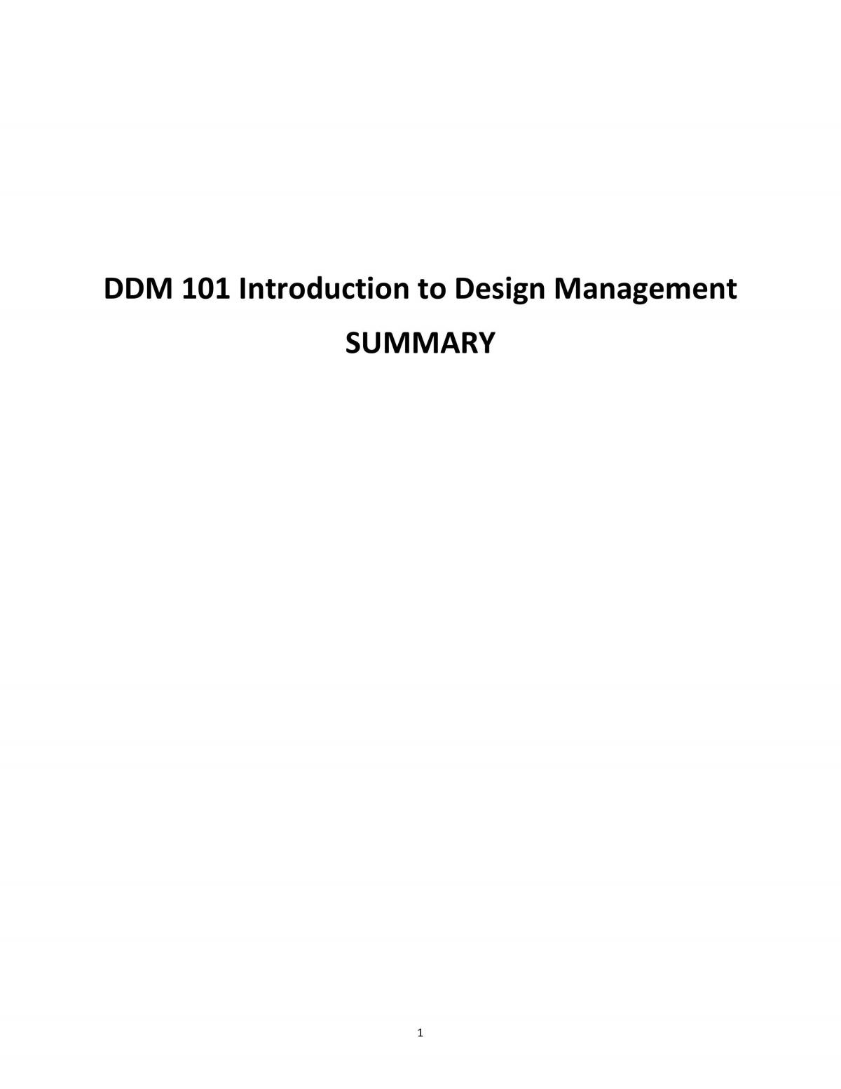 Introduction to Design Management Summary - Page 1