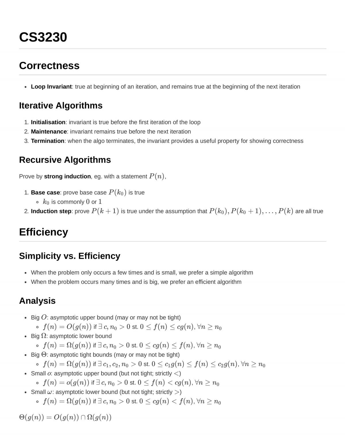 Design and Analysis of Algorithms Summary Notes - Page 1