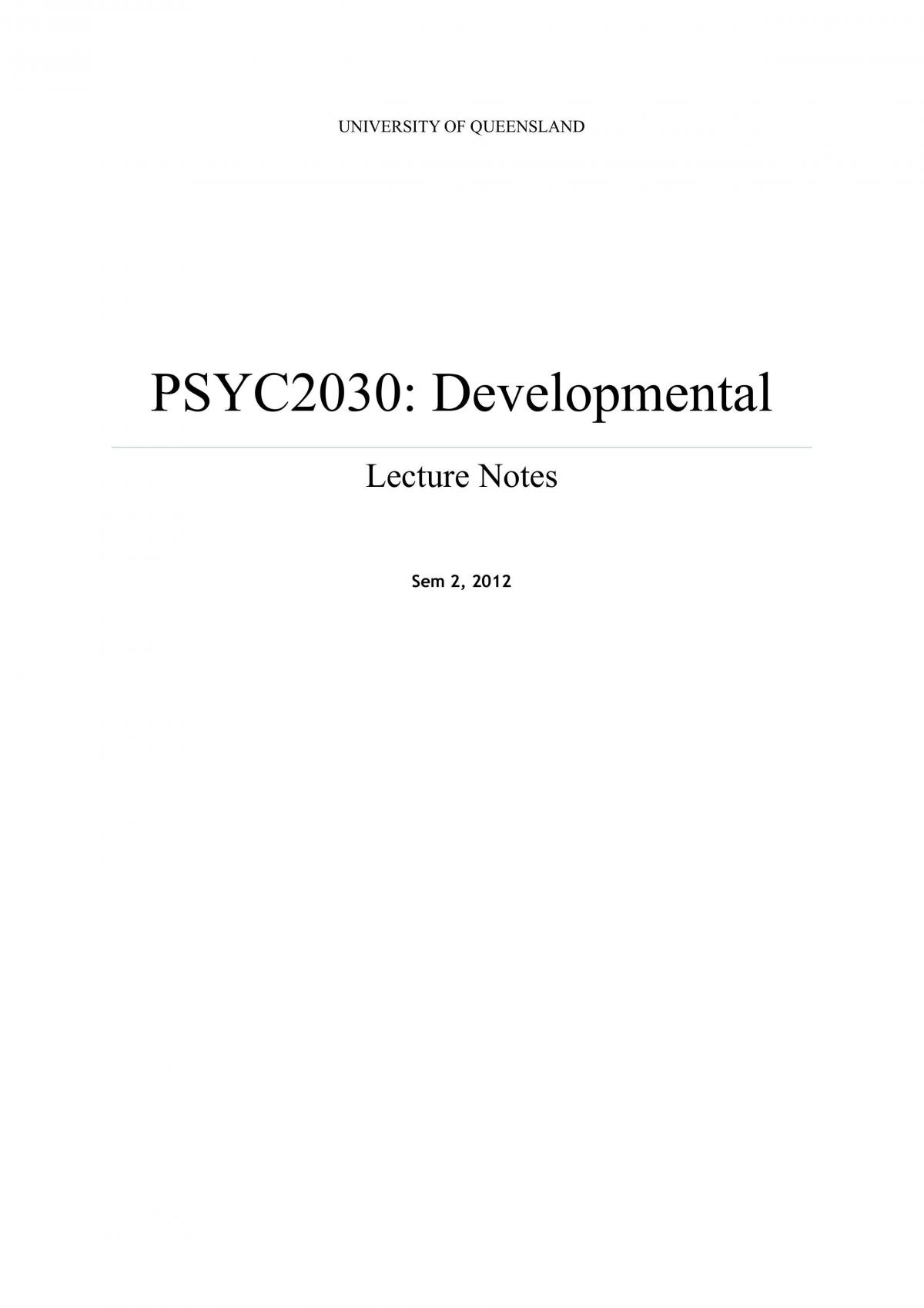 PSYC2030 Developmental Psychology Notes - Page 1