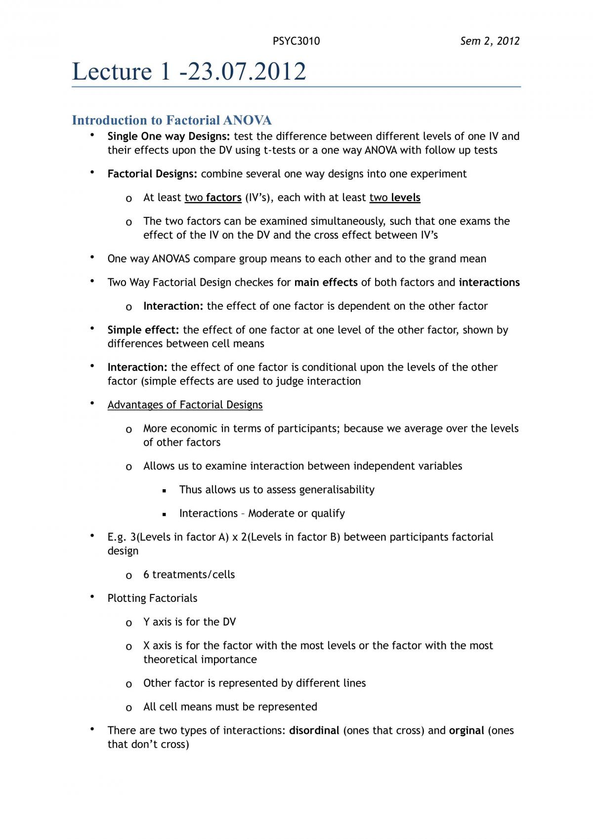 PSYC3010 Psychological Research Methodology III - Page 1