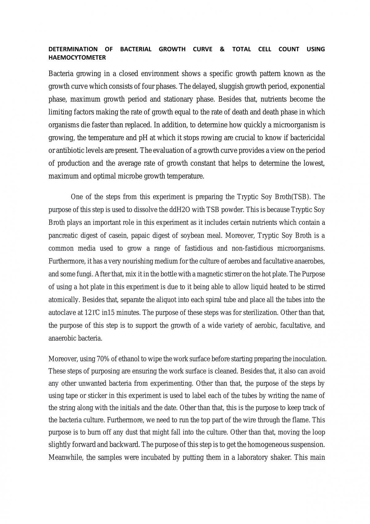 Determination of bacterial growth curve & total cell count using haemocytometer - Page 1