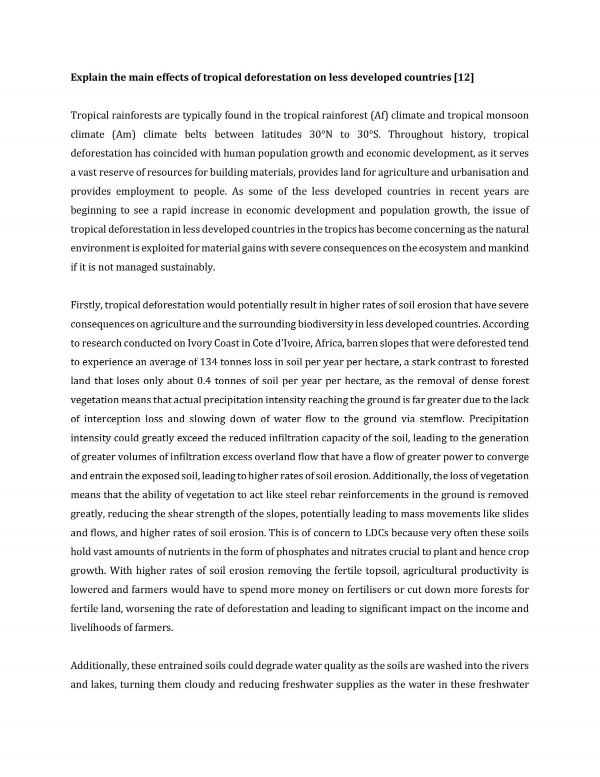 Tropical Deforestation 12m Essays  - Page 1