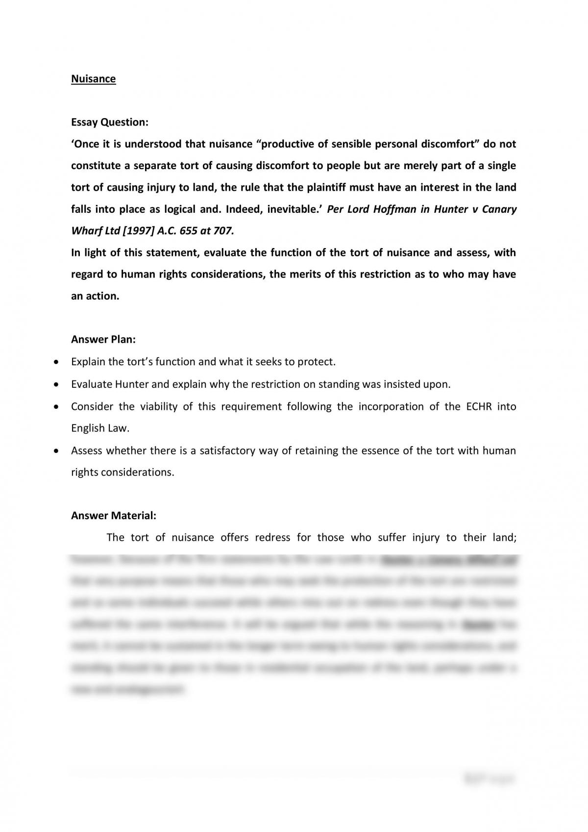 Nuisance Essay - Page 1