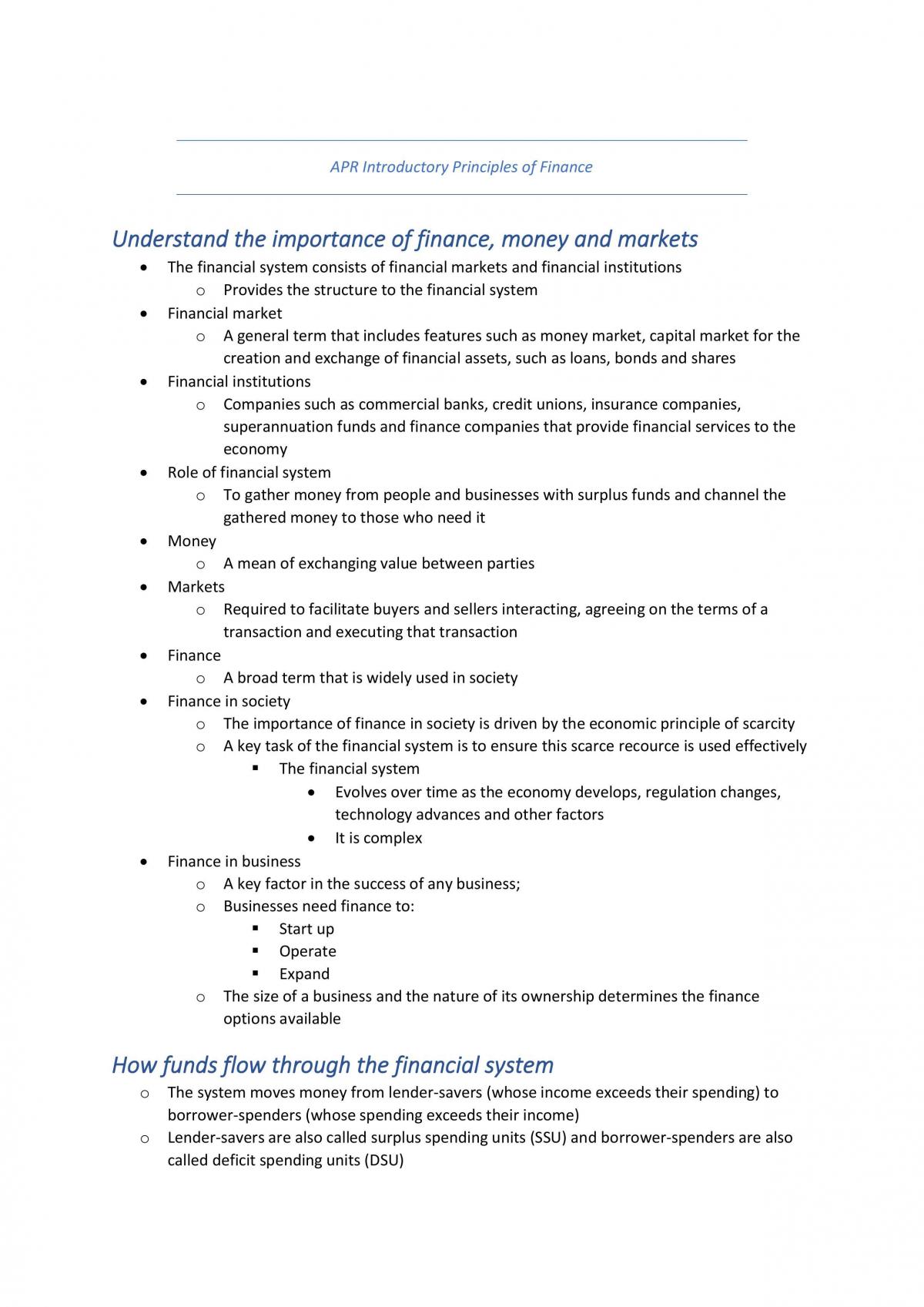 Study Notes For FIN 111 - Page 1