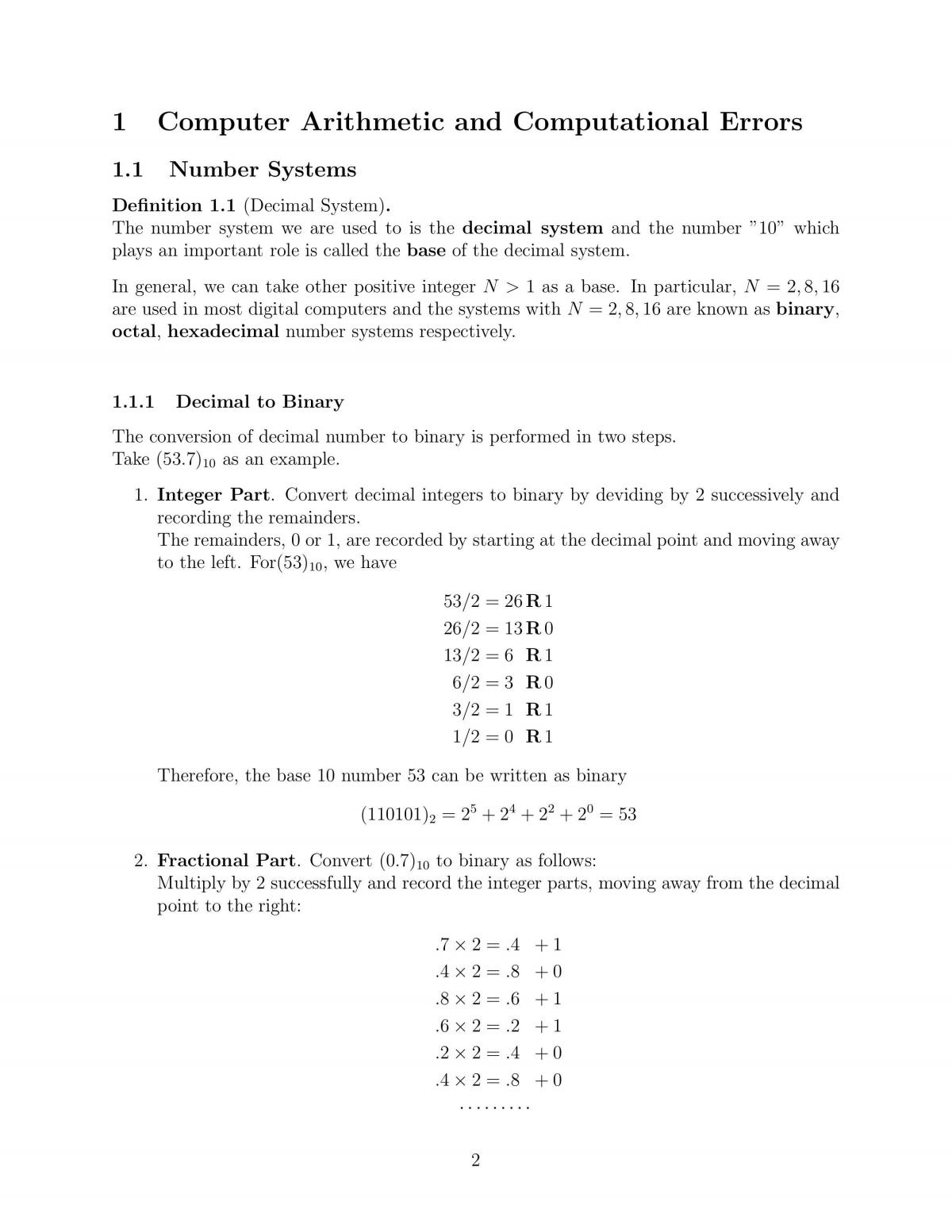 Numerical Analysis I Study Notes - Page 1