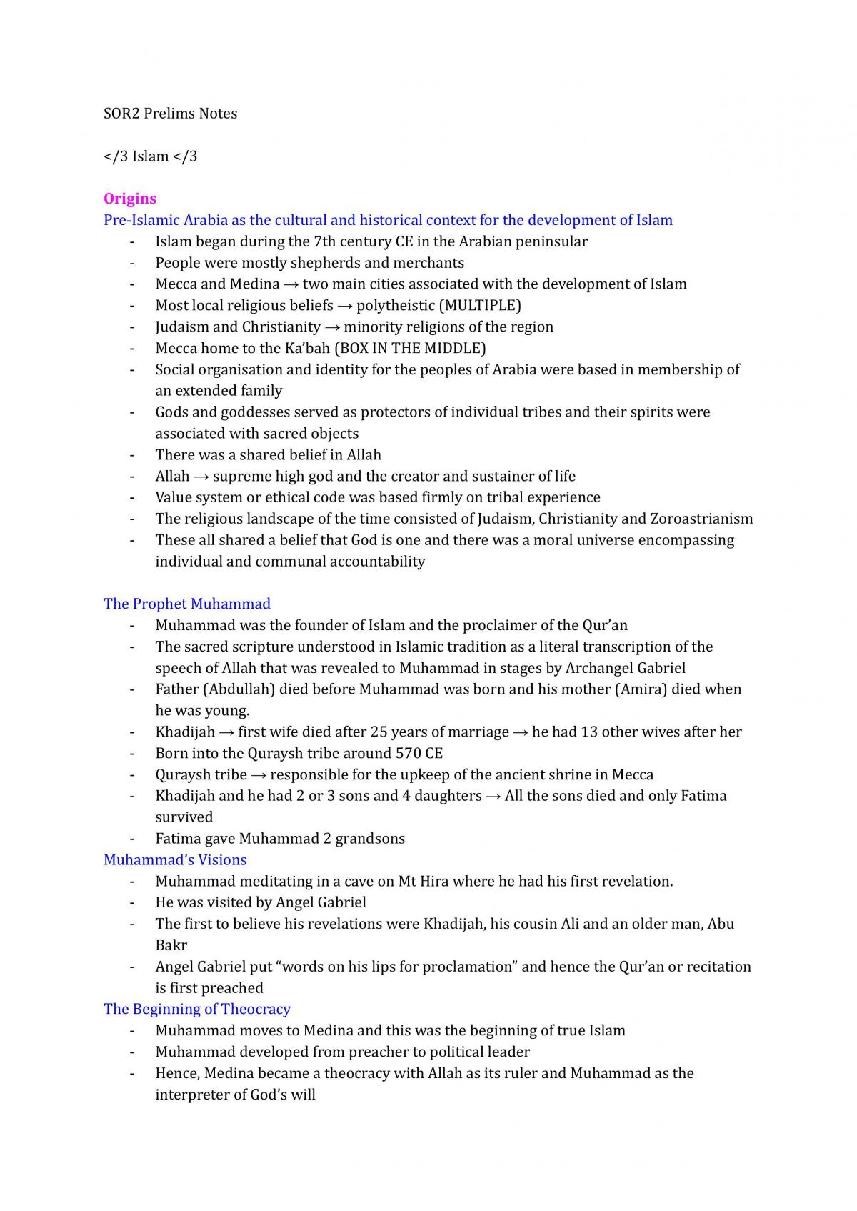 SOR II Prelim study notes  - Page 1