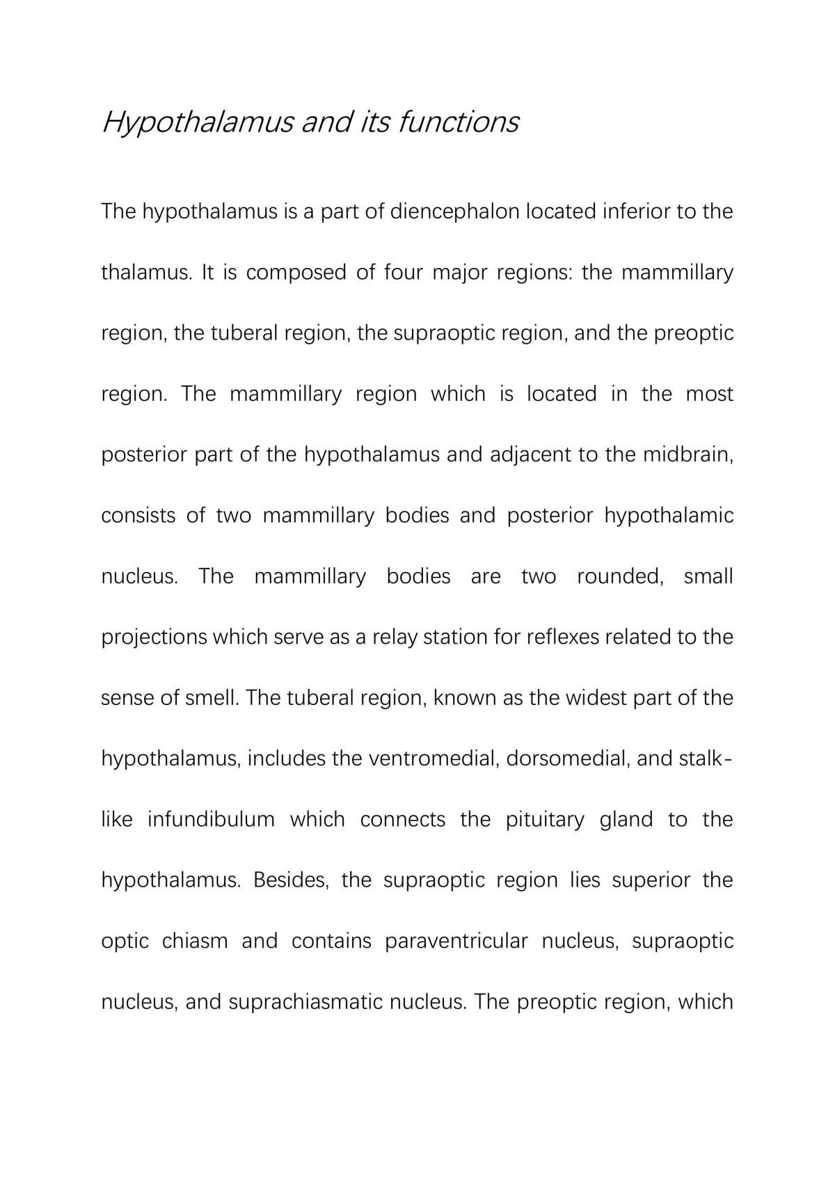Hypothalamus and its functions - Page 1