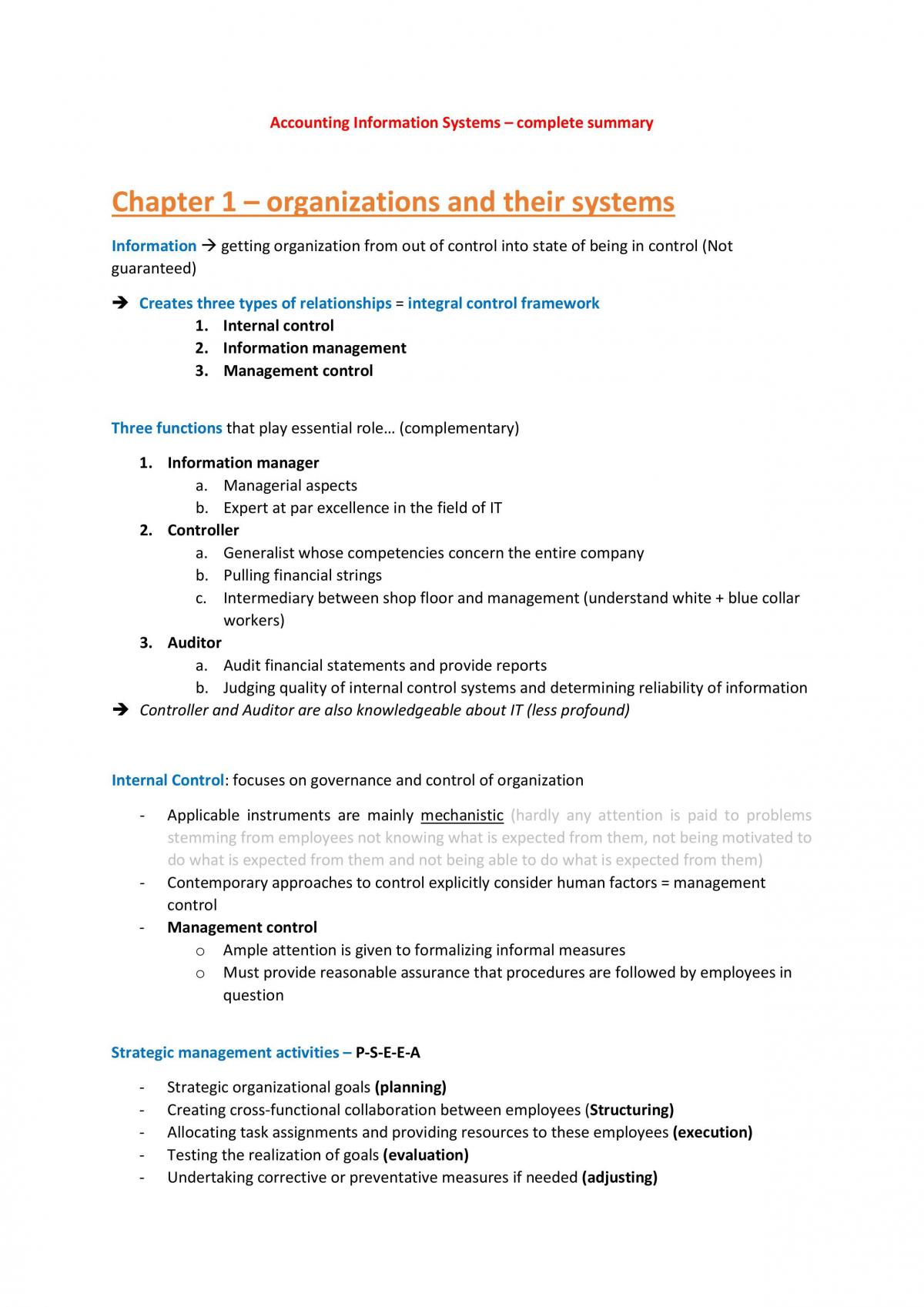 Accounting Information Systems Complete Summary - Page 1