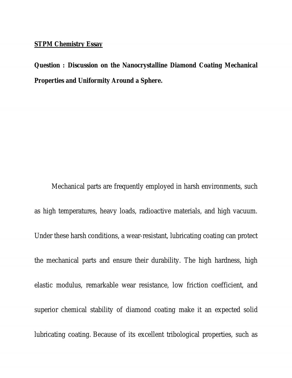 Nanocrystalline diamond coating mechanical properties and uniformity around a sphere. - Page 1