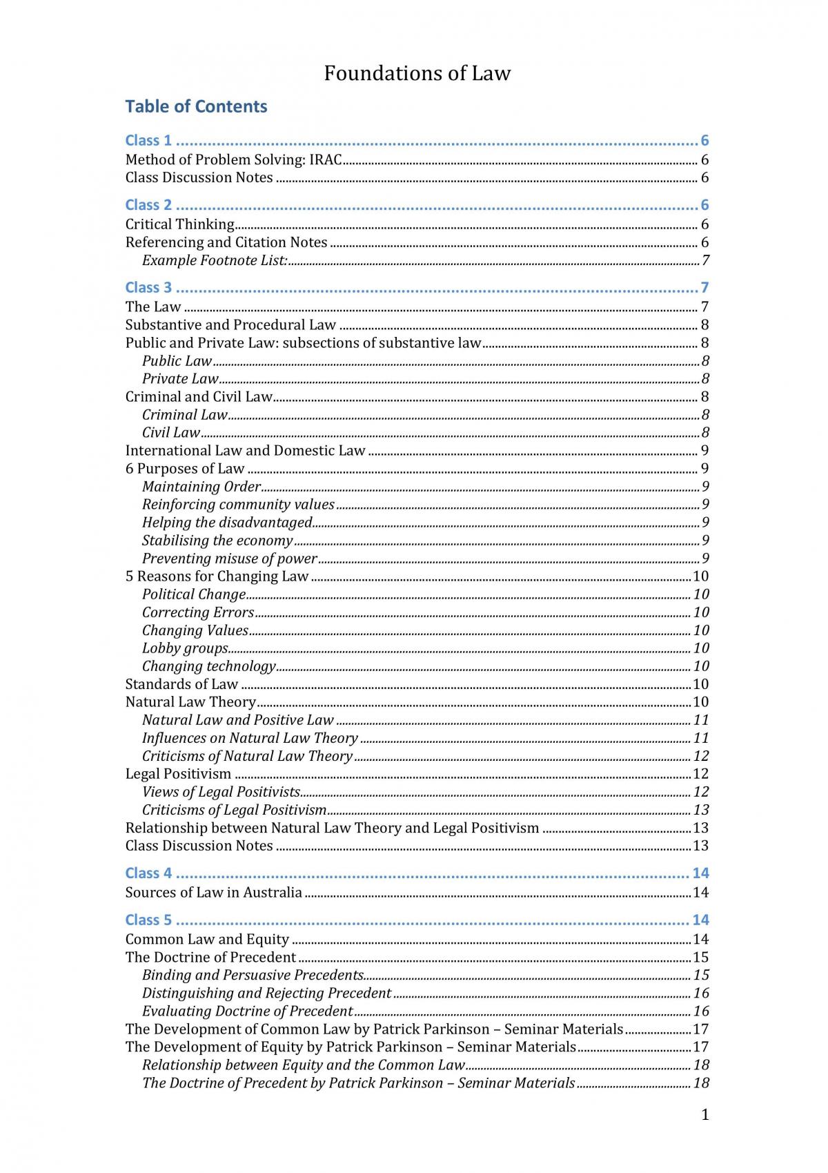 Foundations of Law Course Summary Notes - Page 1