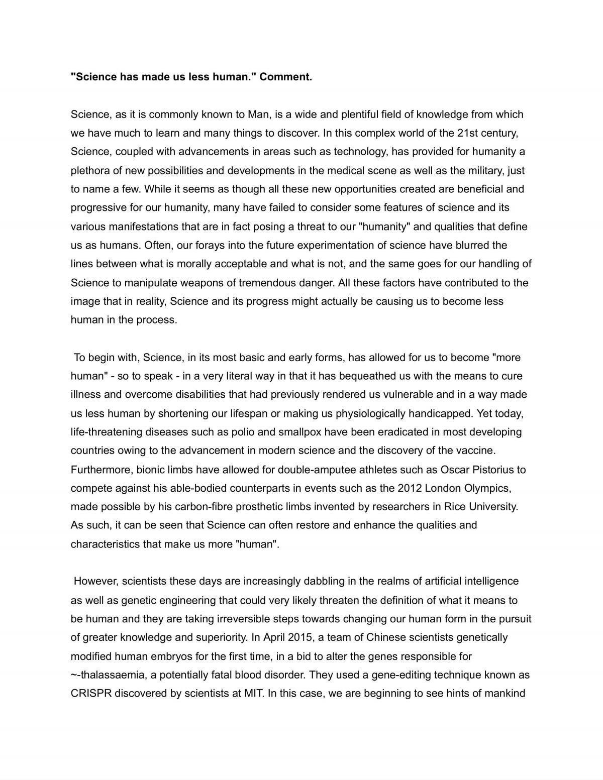 KI Essay - Science - Page 1