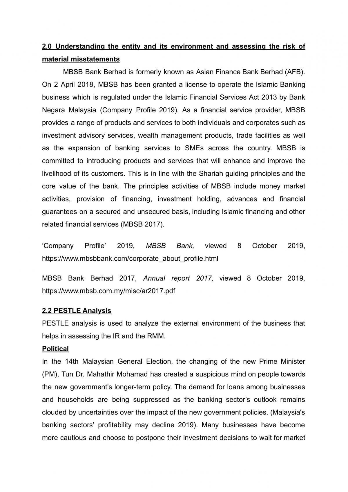 Audit report of MBSB bank berhad - Page 1