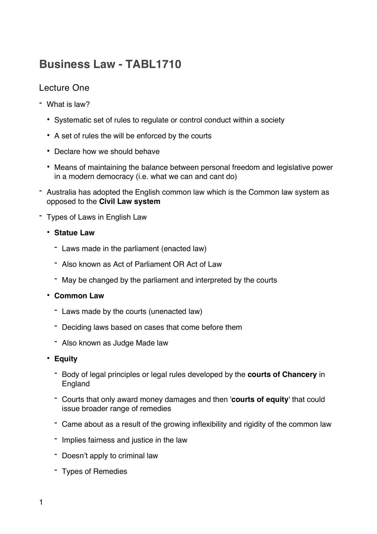 TABL1710 Notes - Page 1