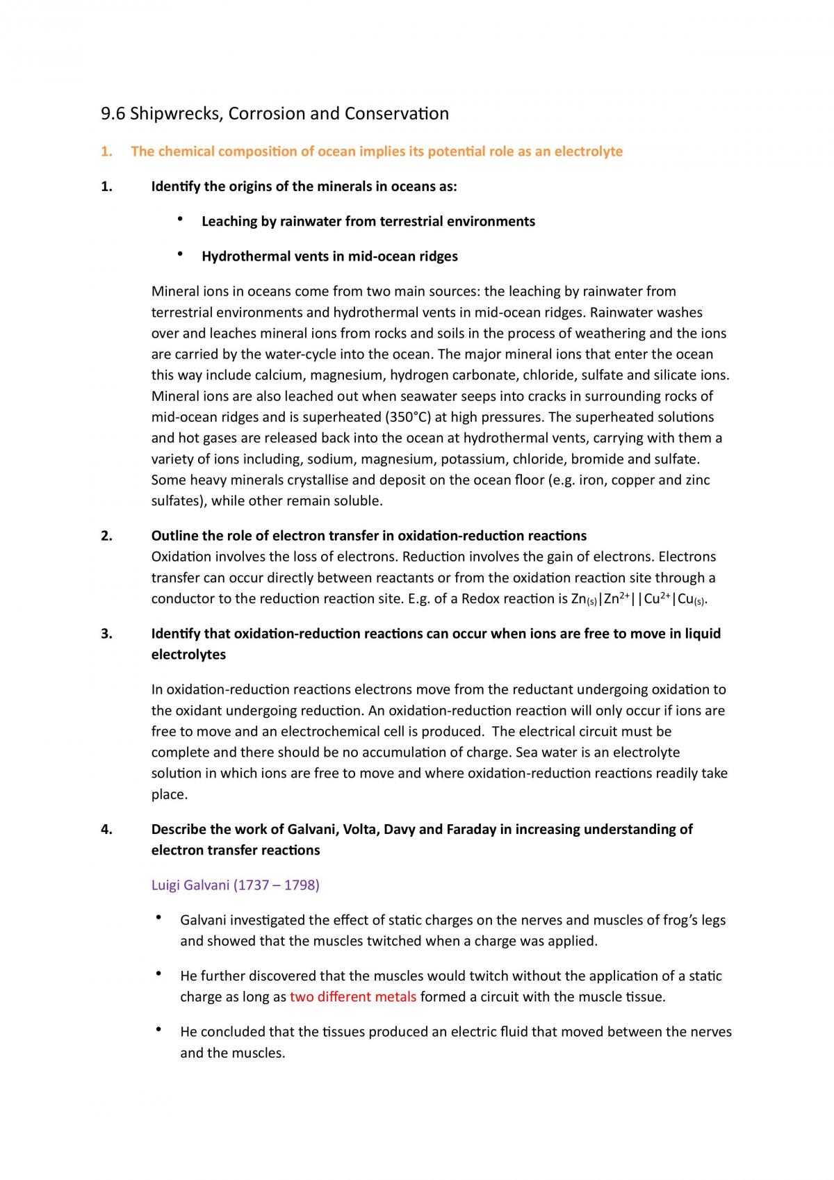 Shipwrecks, Corrosion and Conservation Module Notes - Page 1