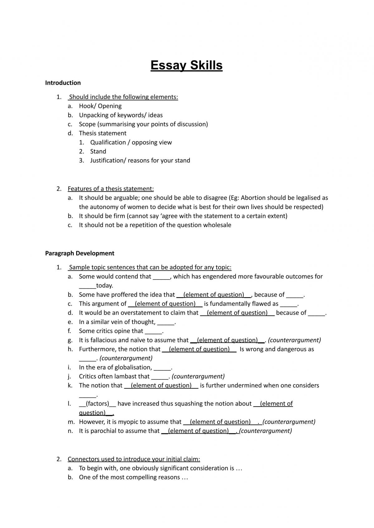 Essay Notes - Page 1