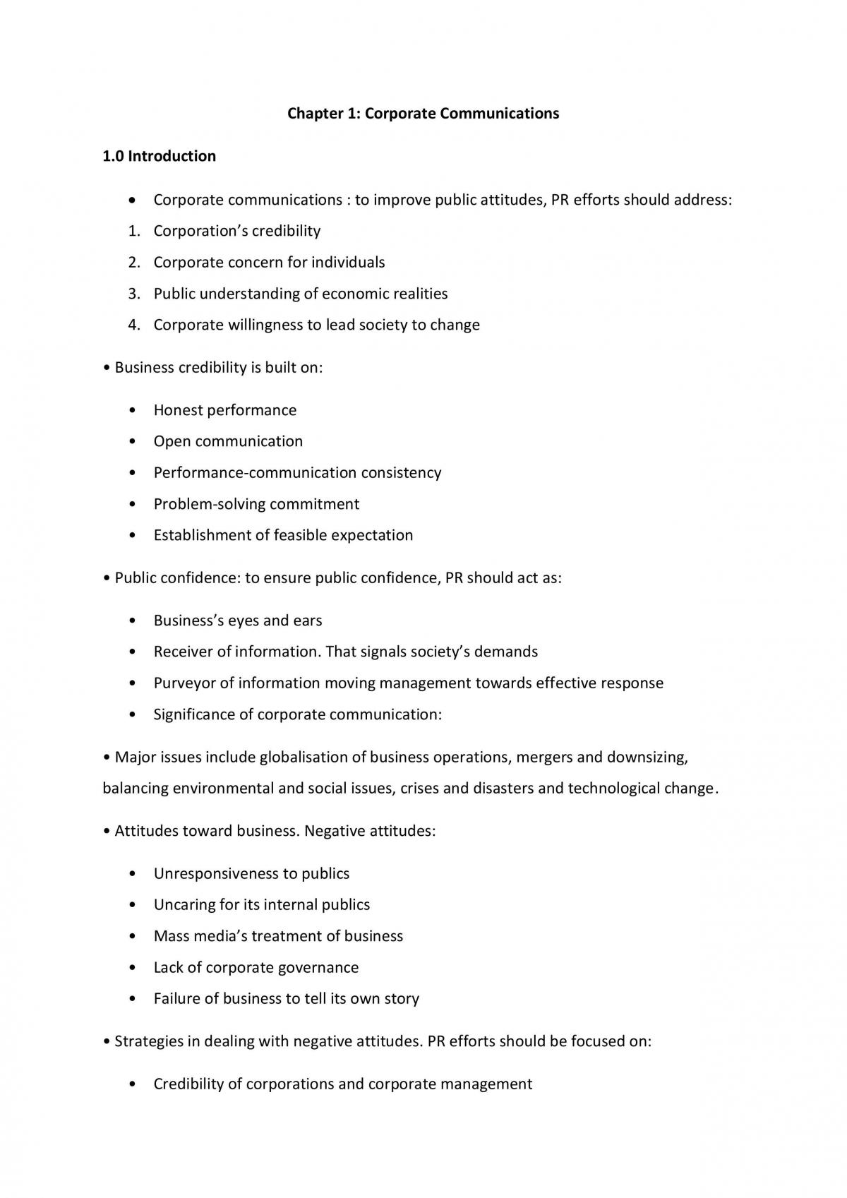 Study notes for Public Relations  - Page 1
