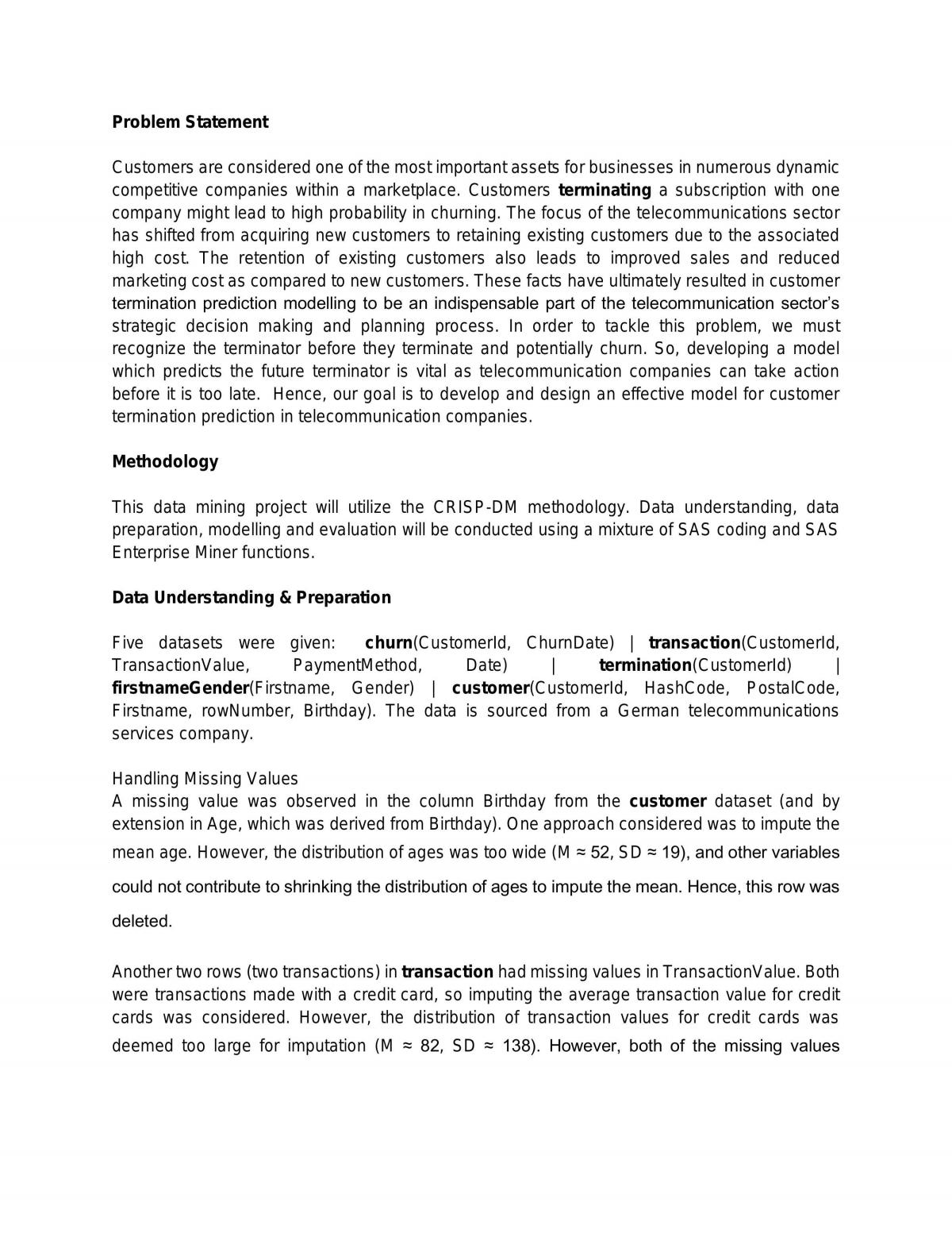 Predictive Modelling for Telco Customer Data - Page 1