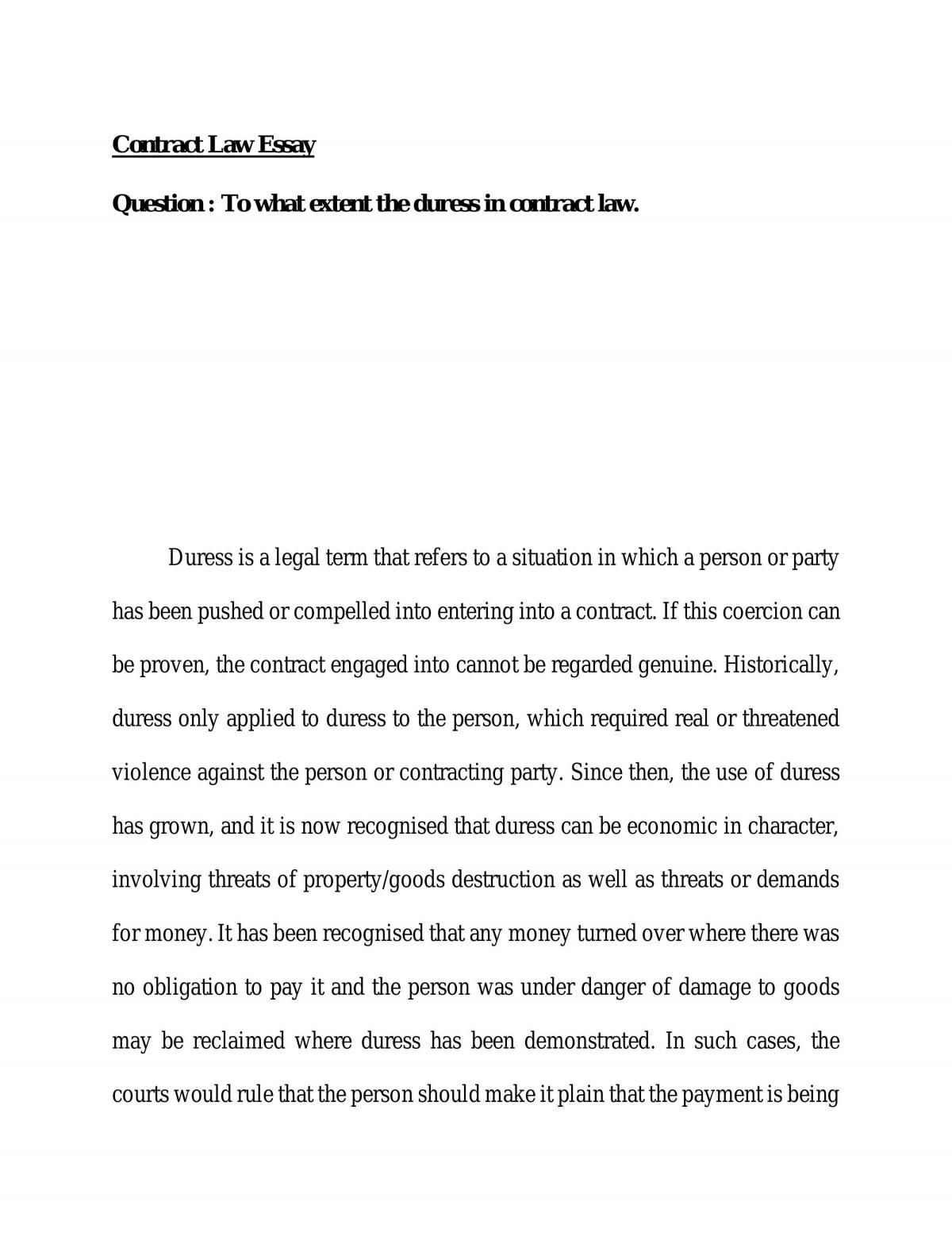 Duress in contract law  - Page 1