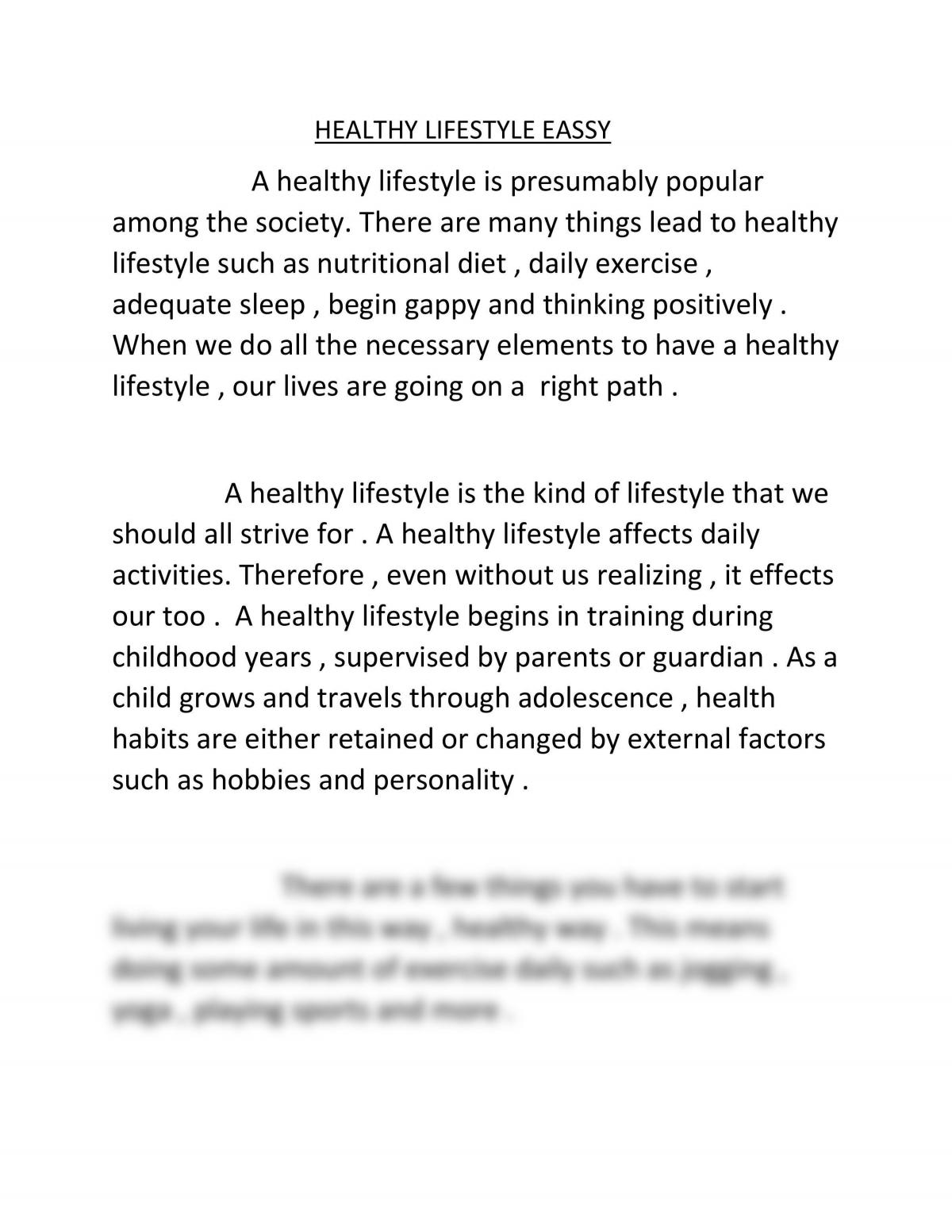 importance of healthy lifestyle essay spm