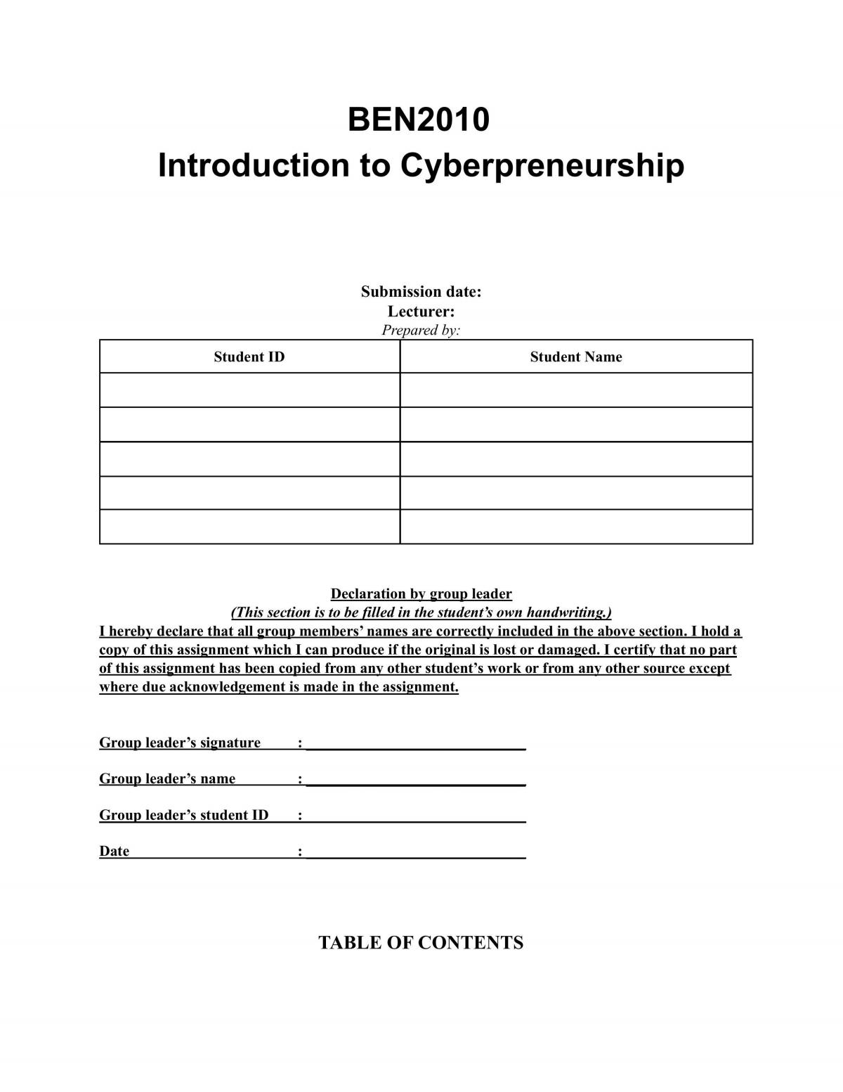 Introduction to cyberpreneurship proposal - Page 1