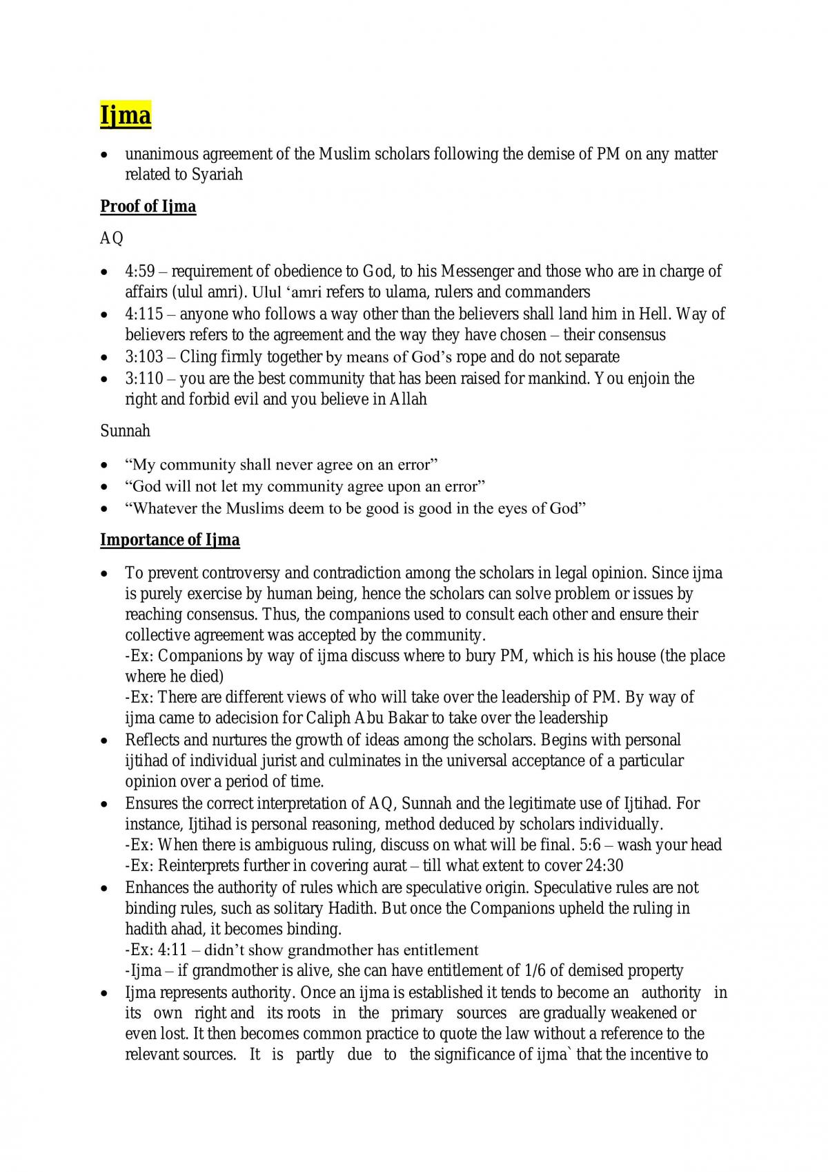 Islamic 1 Notes - Page 1