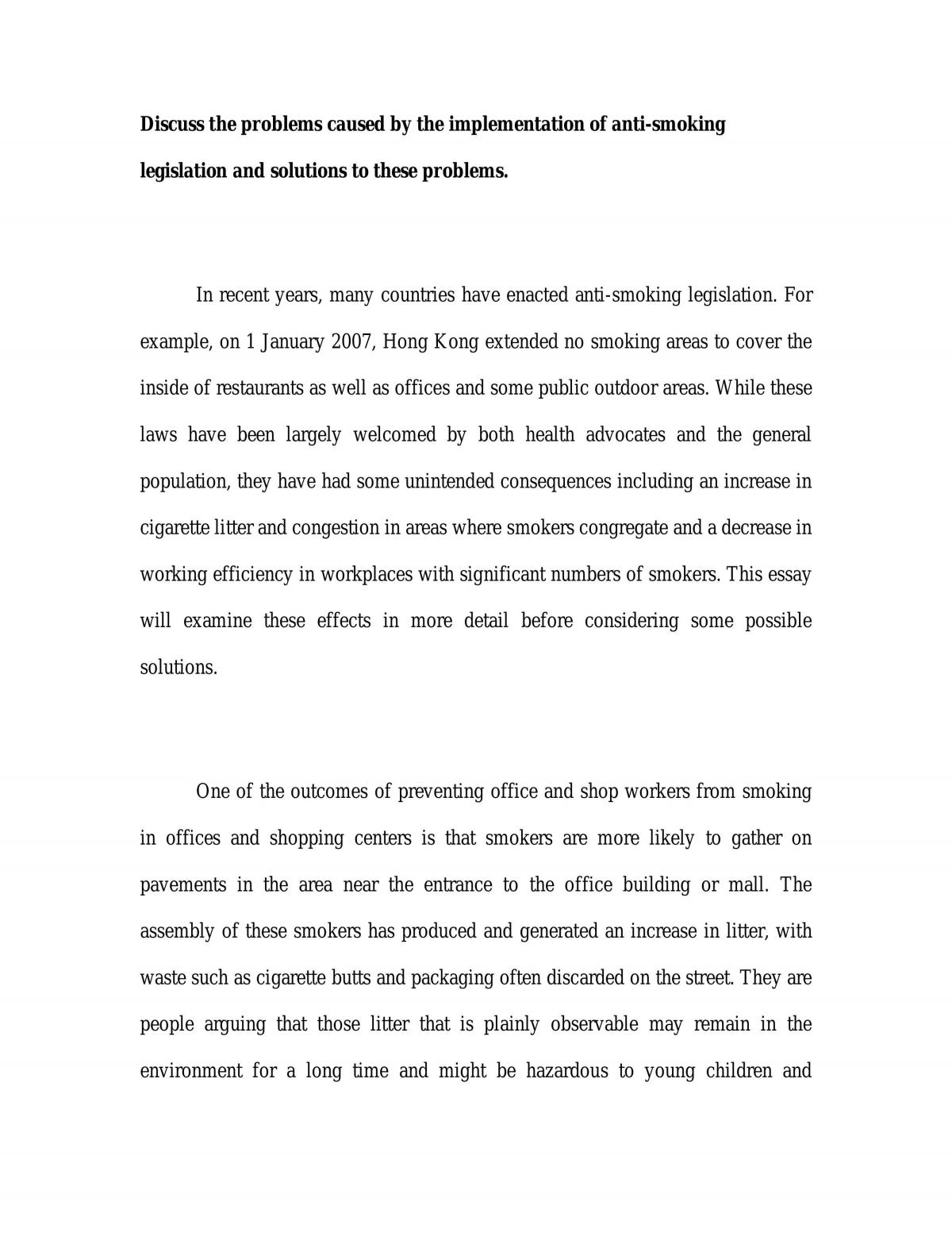 Problems caused by the implementation of anti-smoking legislation - Page 1