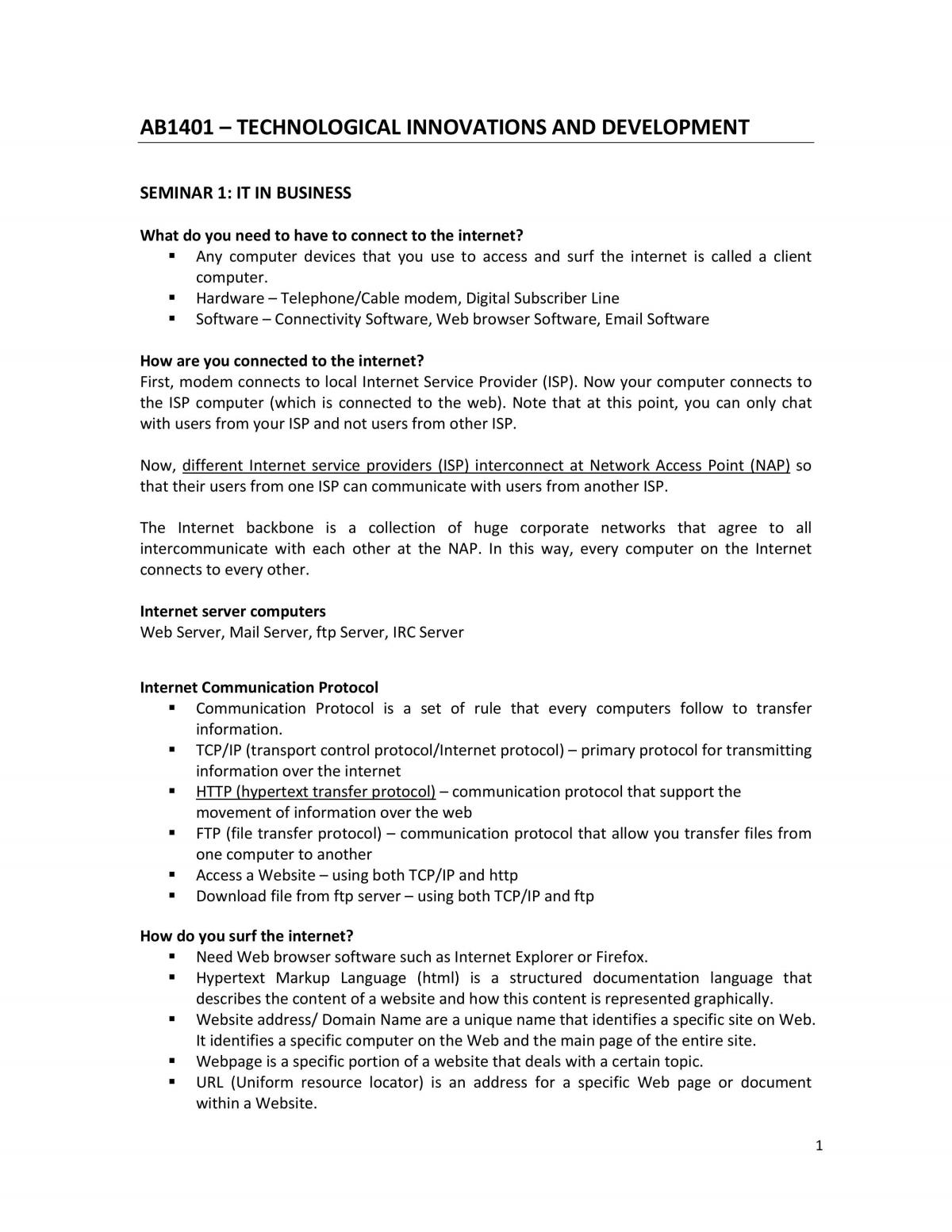 AB1401 Technological innovations and development - Page 1