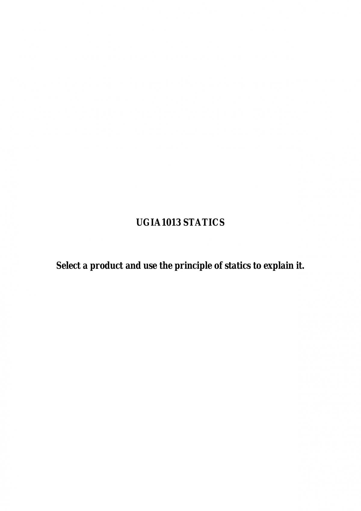 Select a product and use the principle of statics to explain it - Page 1
