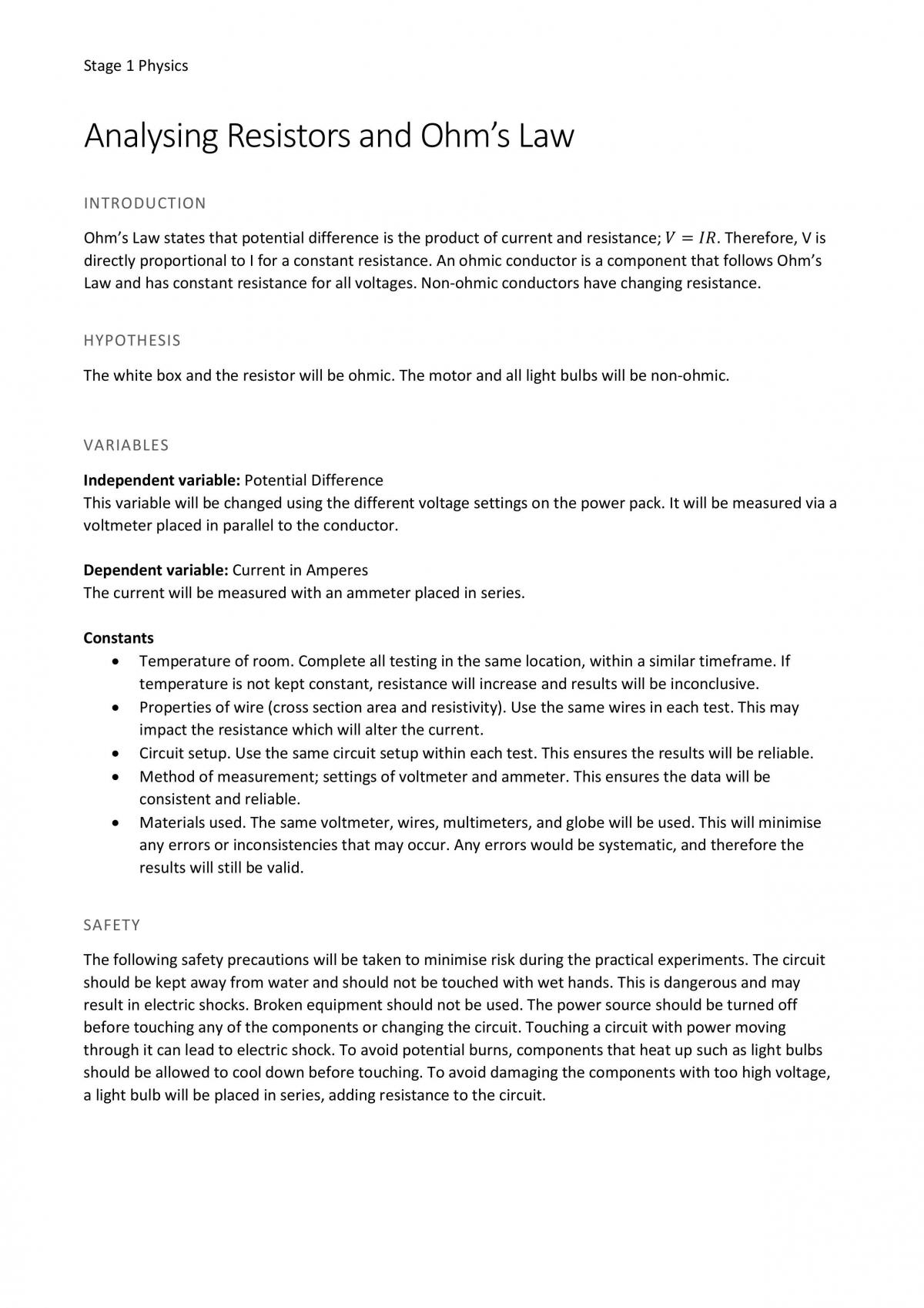 Practical Report: Ohmic Resistance - Page 1