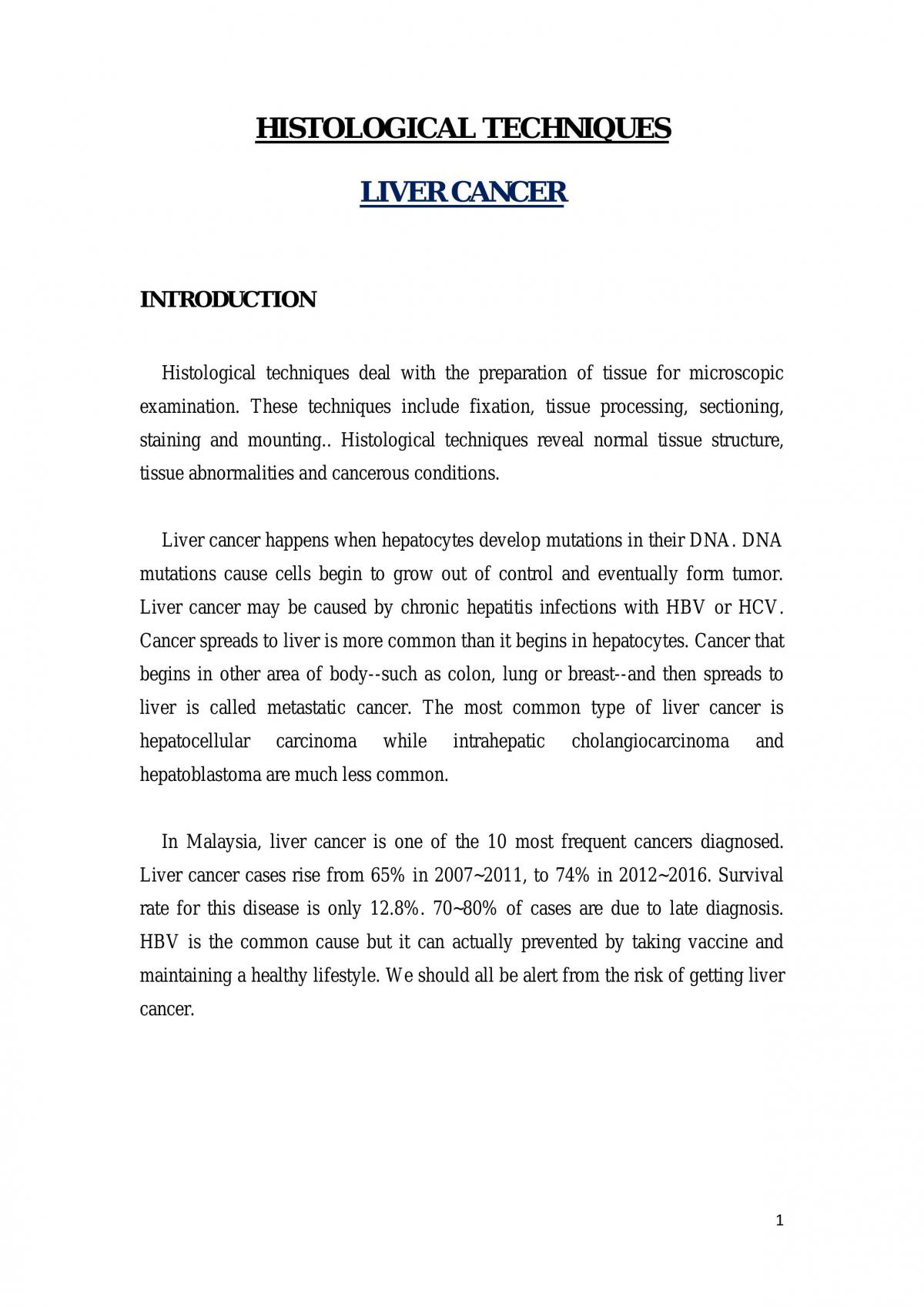 Histological Techniques Liver Cancer - Page 1