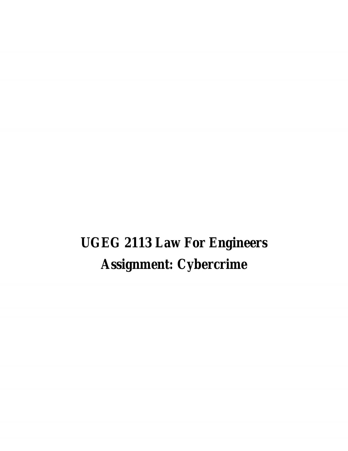 Assignment: Cybercrime  - Page 1