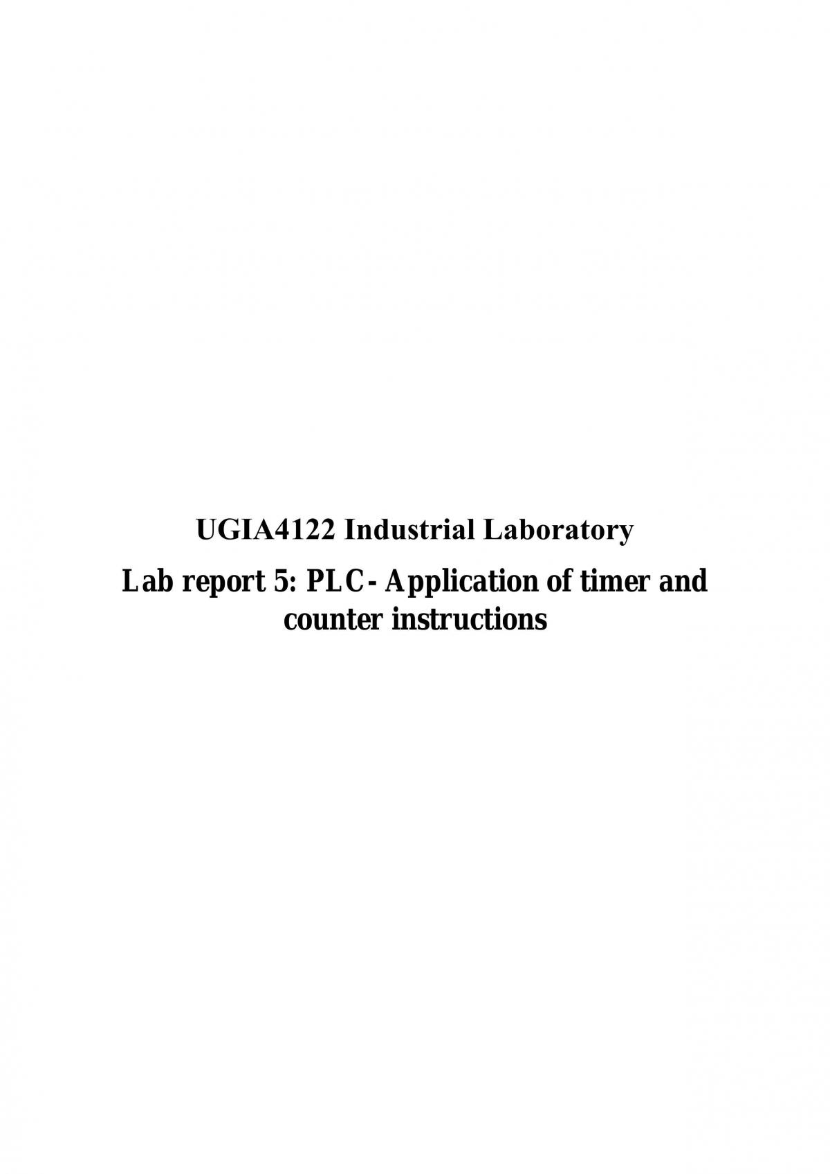 Lab report 5: PLC- Application of timer and counter instructions - Page 1