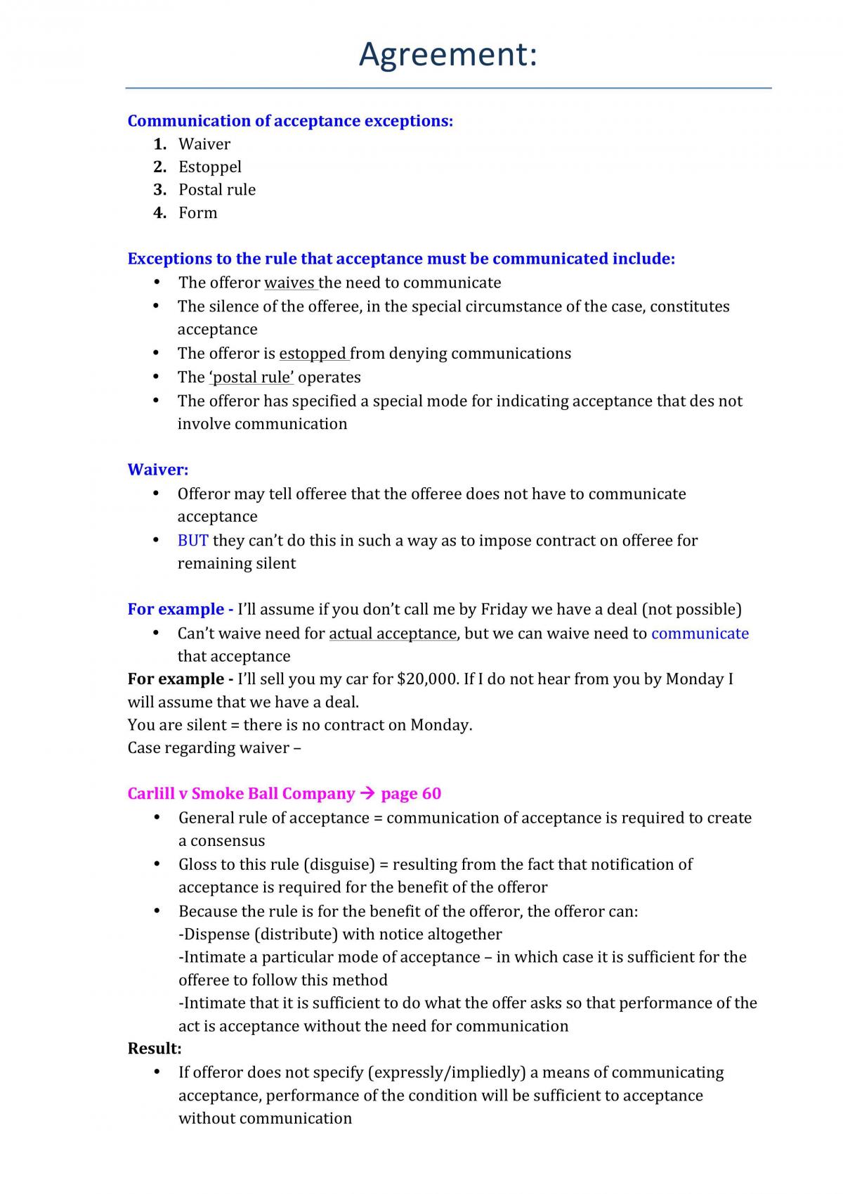 Agreement to a contract  - Page 1