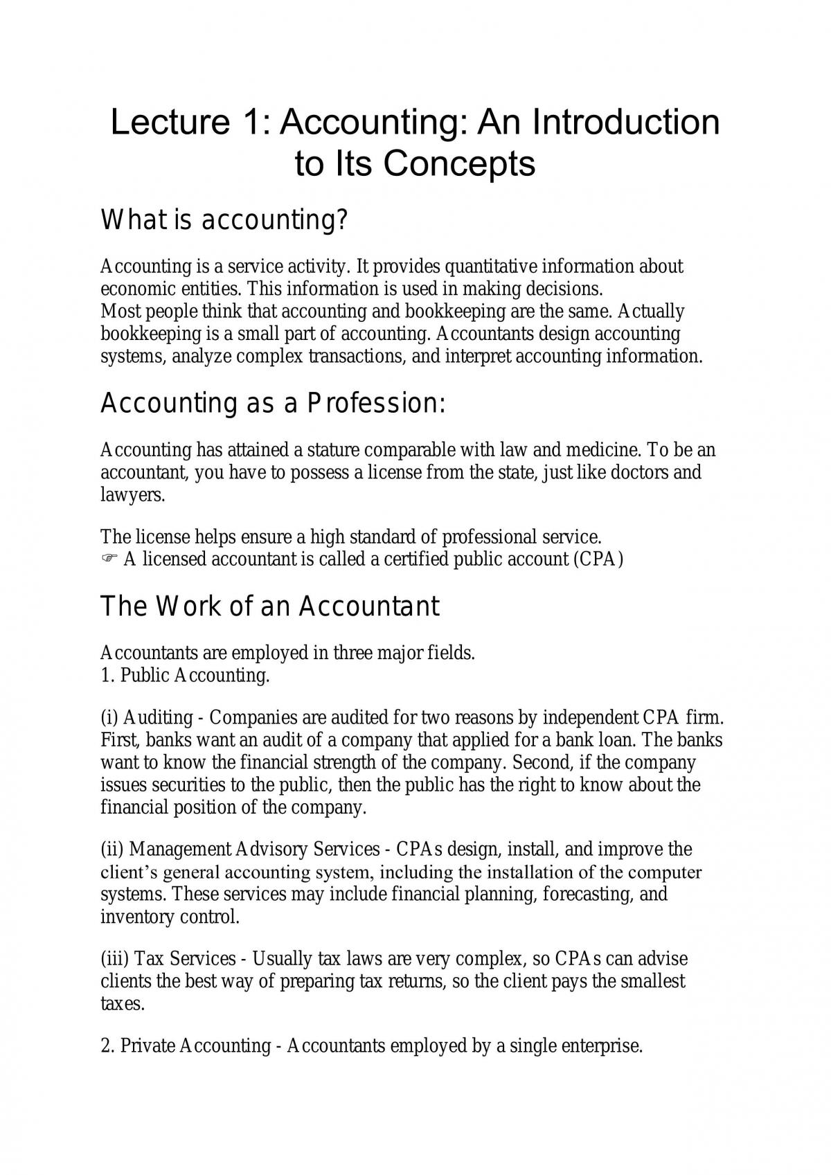 Introductory to Accounting Notes - Page 1