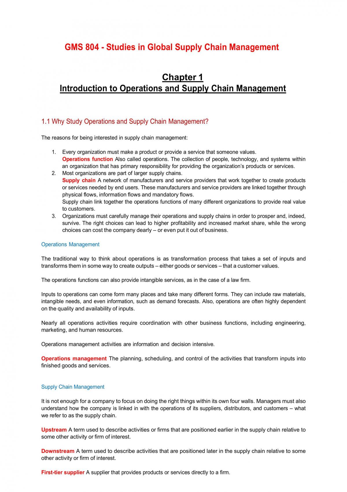 Studies in Global Supply Chain Management Summary - Page 1
