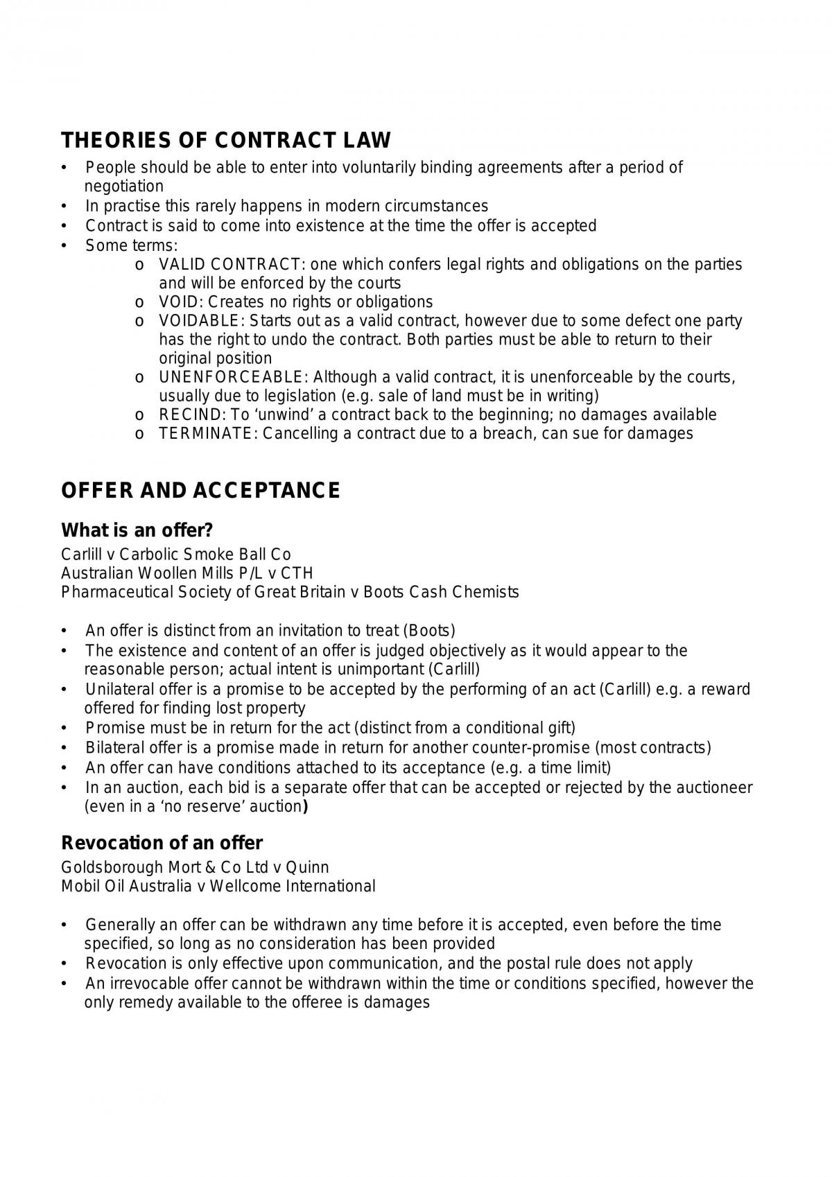 Contracts Exam Notes - Page 1