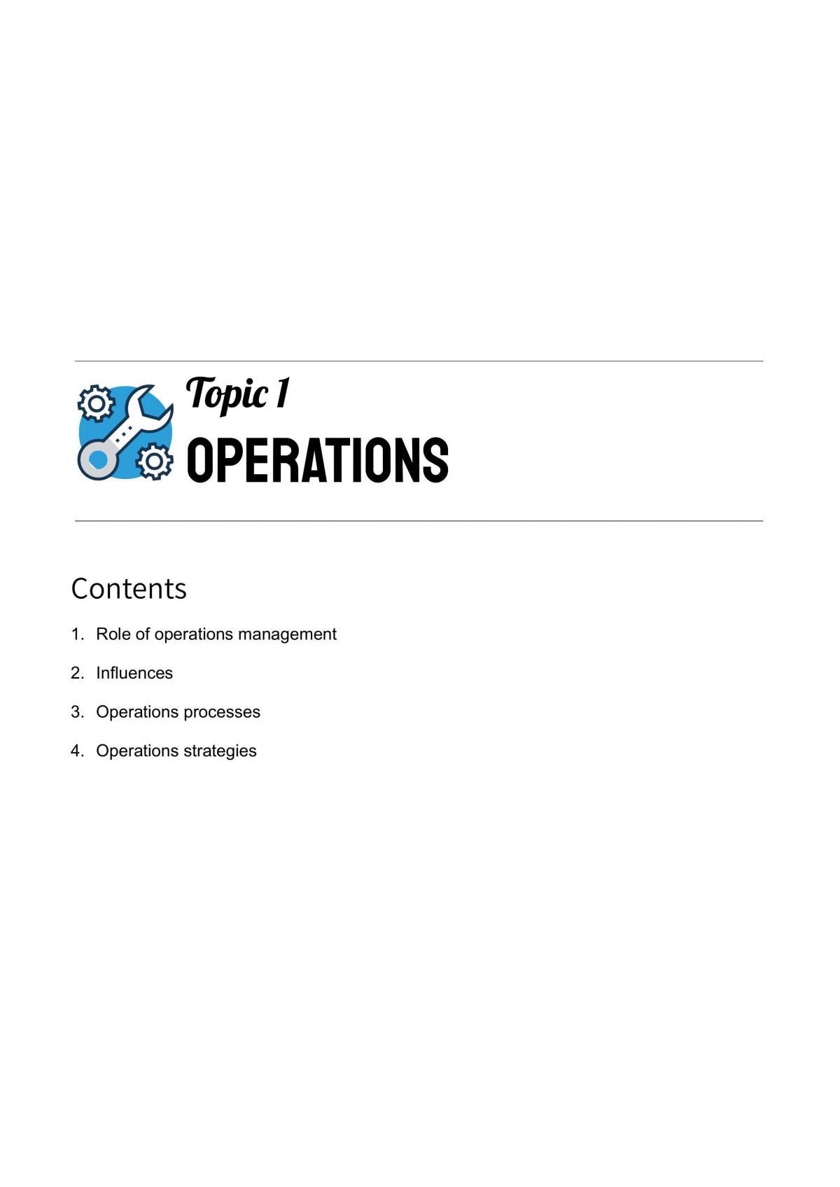 HSC Topic 1 - Operations - Page 1