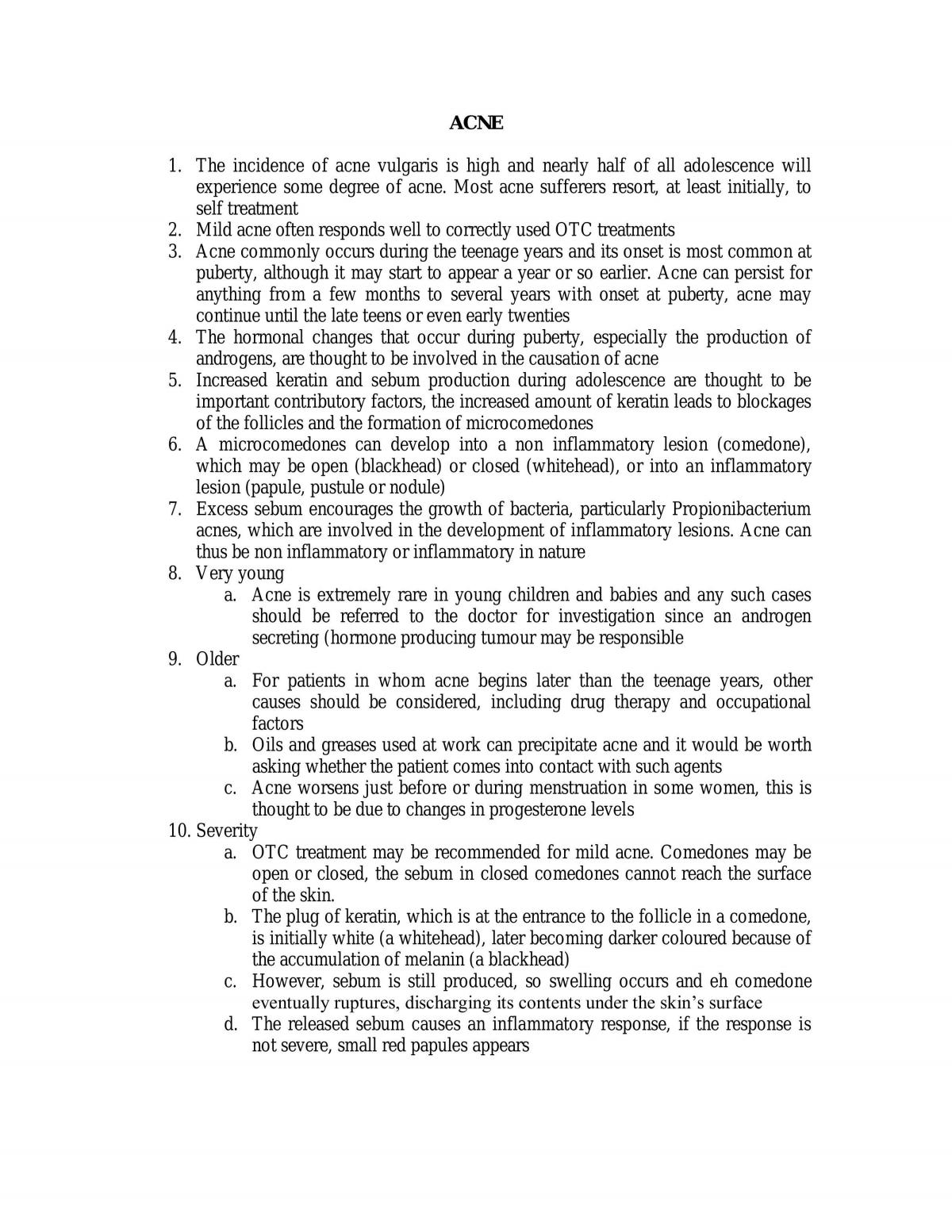 Acne study notes  - Page 1