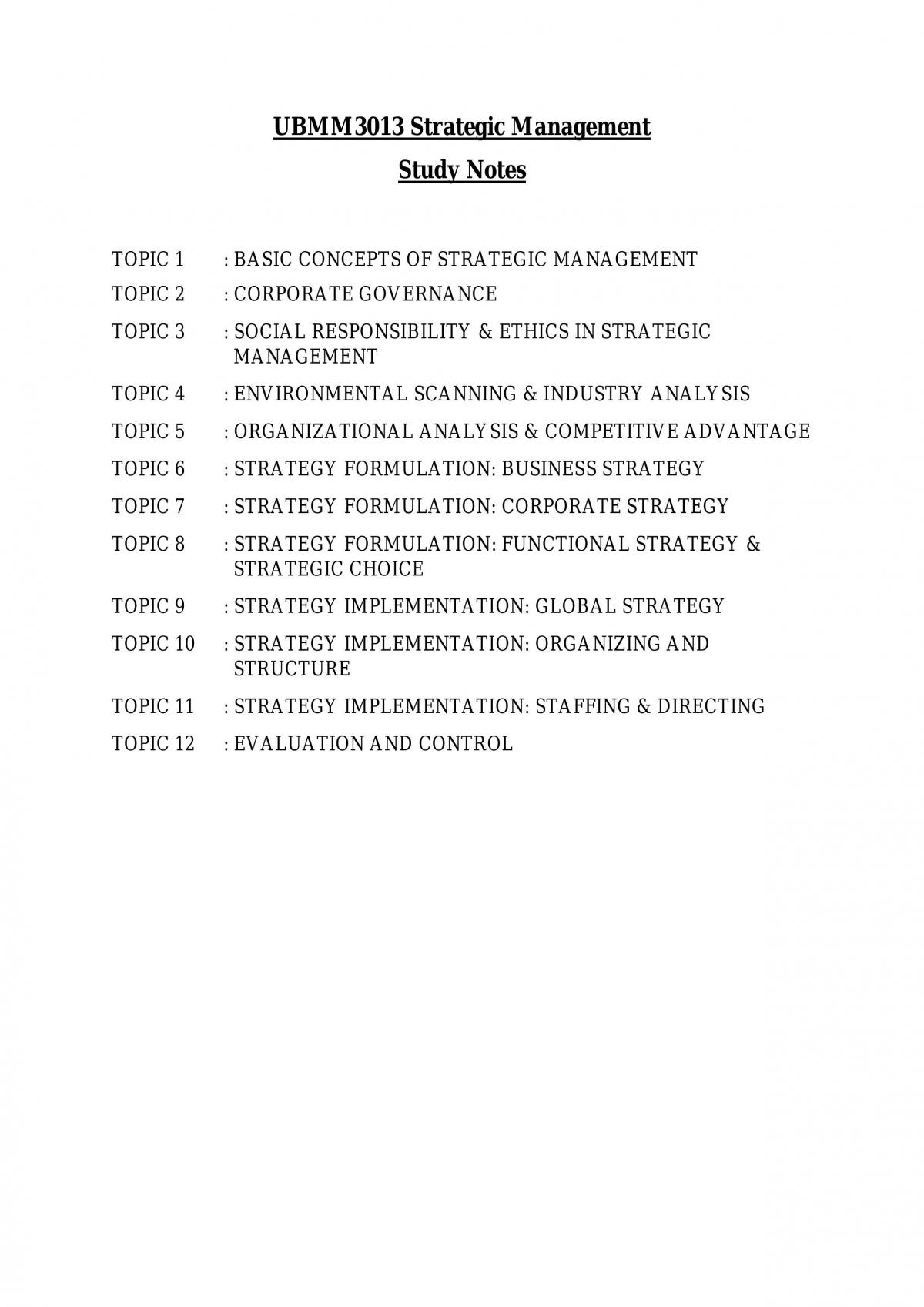 UBMM3013 SM Study Notes - Page 1