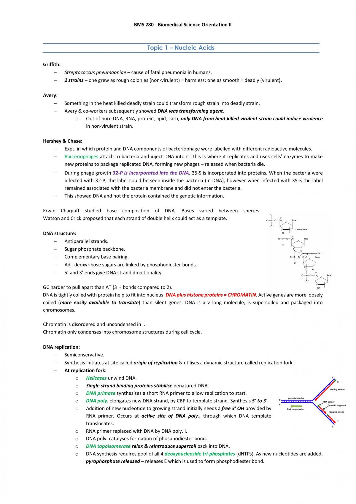 BMS 280 Summary - Page 1